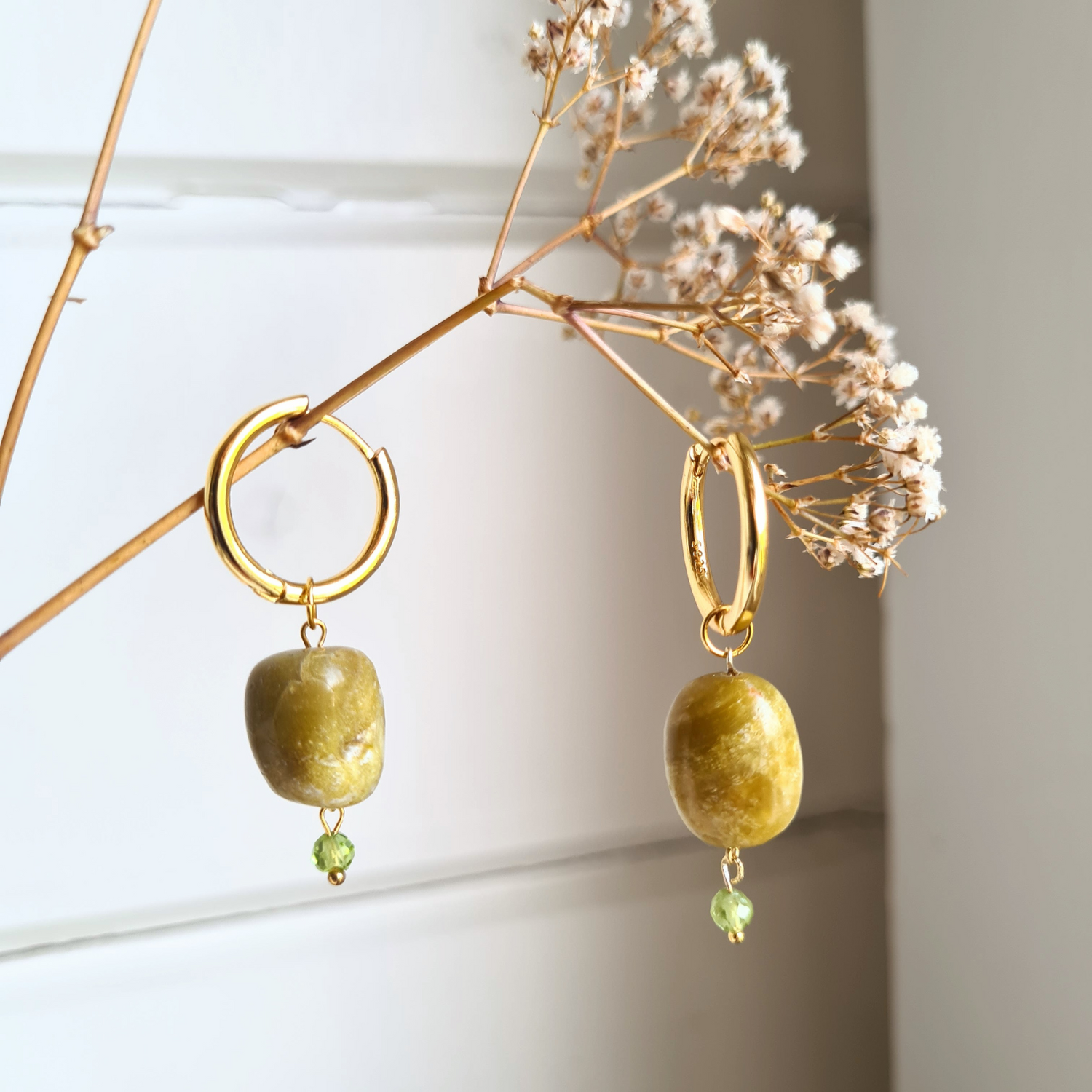 Oorbellen Green Passion, groene opaal, peridoot