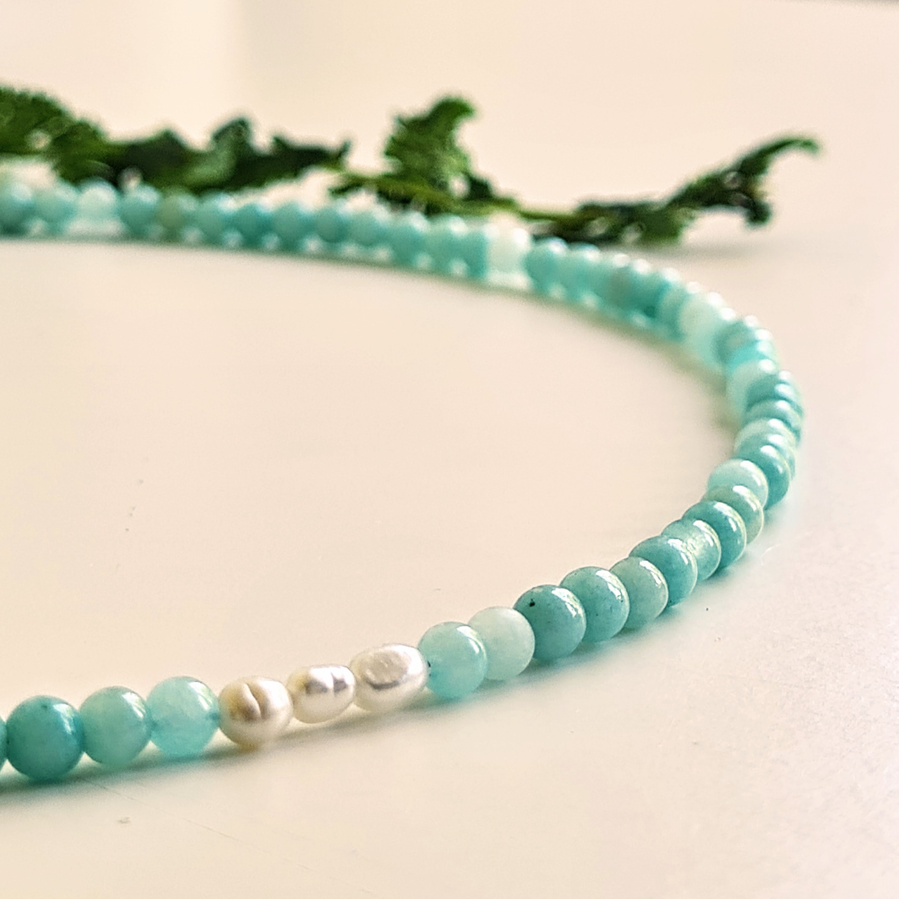 Armband Together, amazoniet, parel