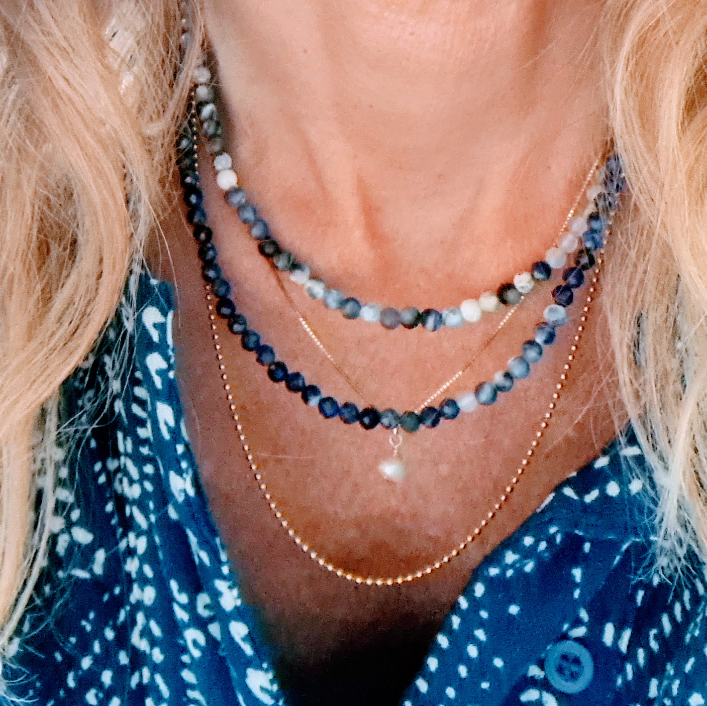 Ketting Blue Wisdom, lapis lazuli, sodaliet, maansteen