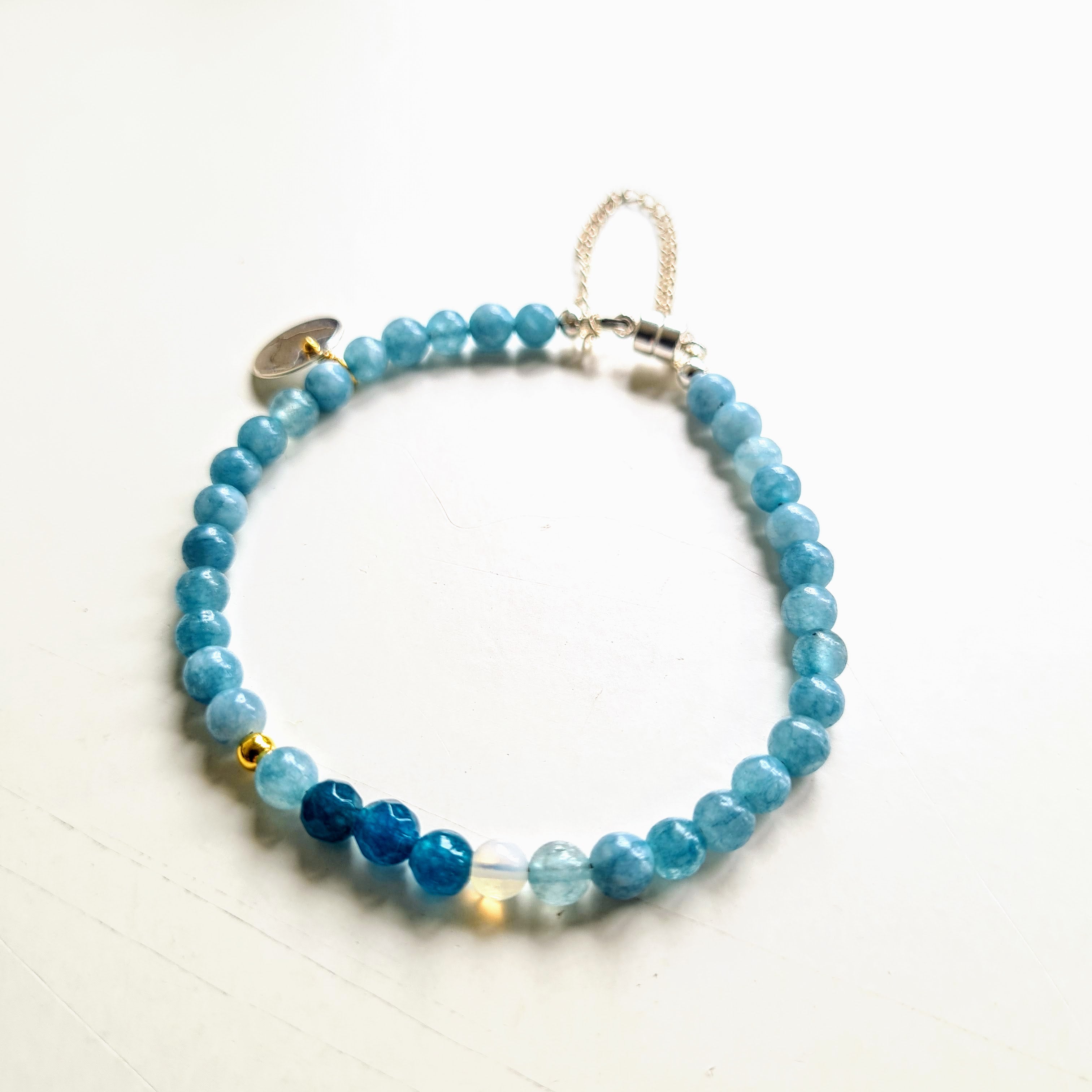 Armband Blue Heaven, blue lace agaat, jade