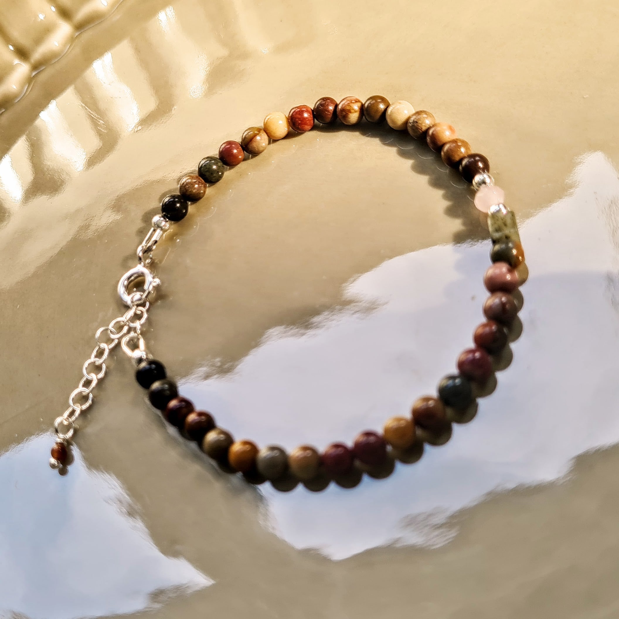 Armband Sandy Rocks, jaspis, rozekwarts, labradoriet