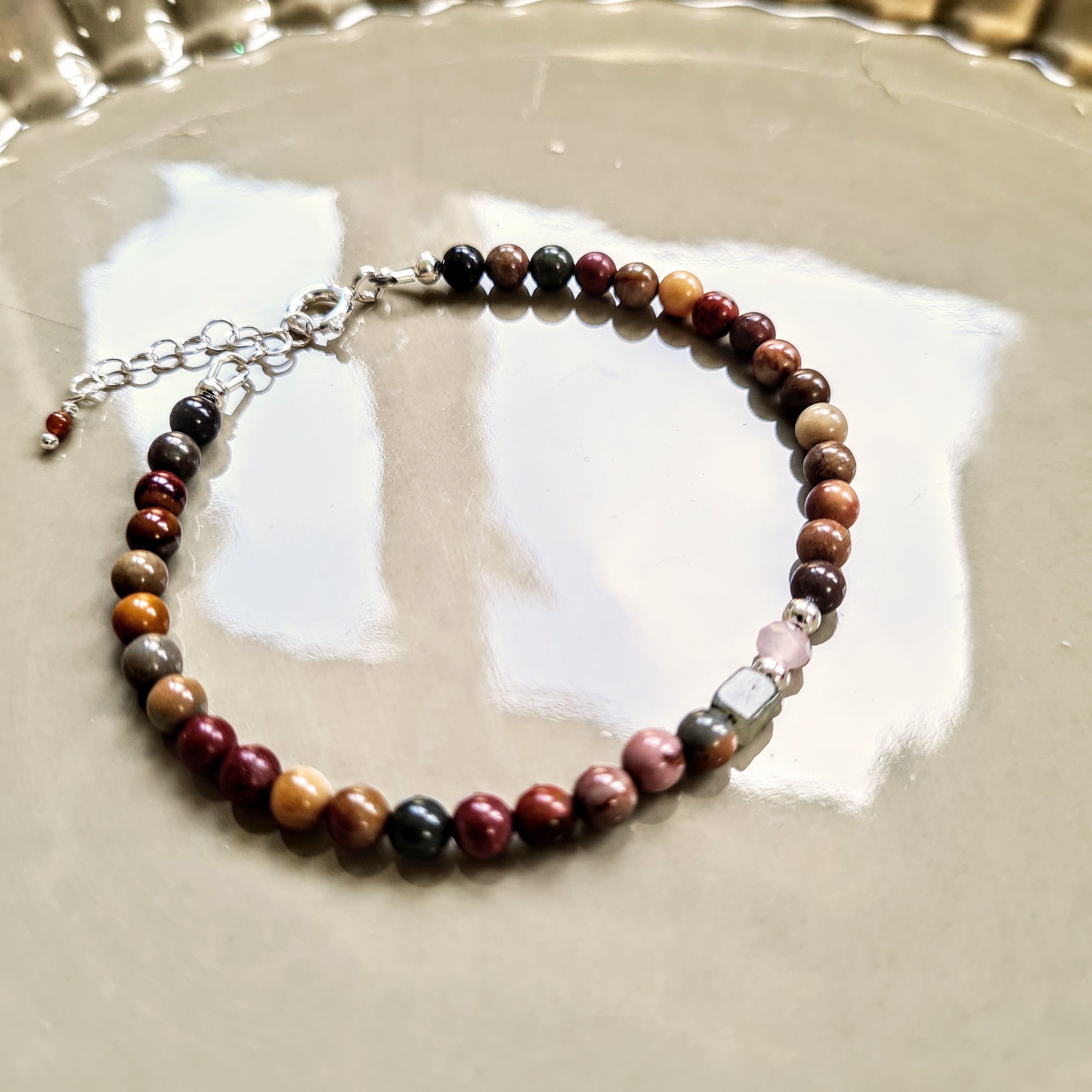 Armband Sandy Rocks, jaspis, rozekwarts, labradoriet