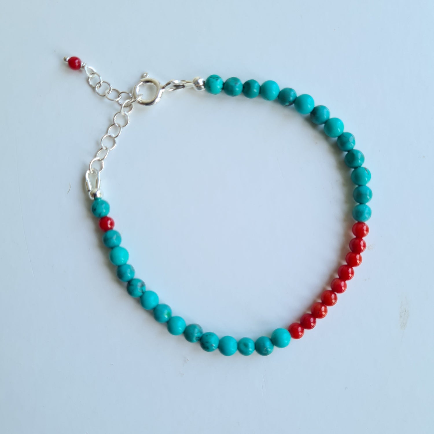 Enkelbandje Wide Awake, turquoise magnesiet en koraal
