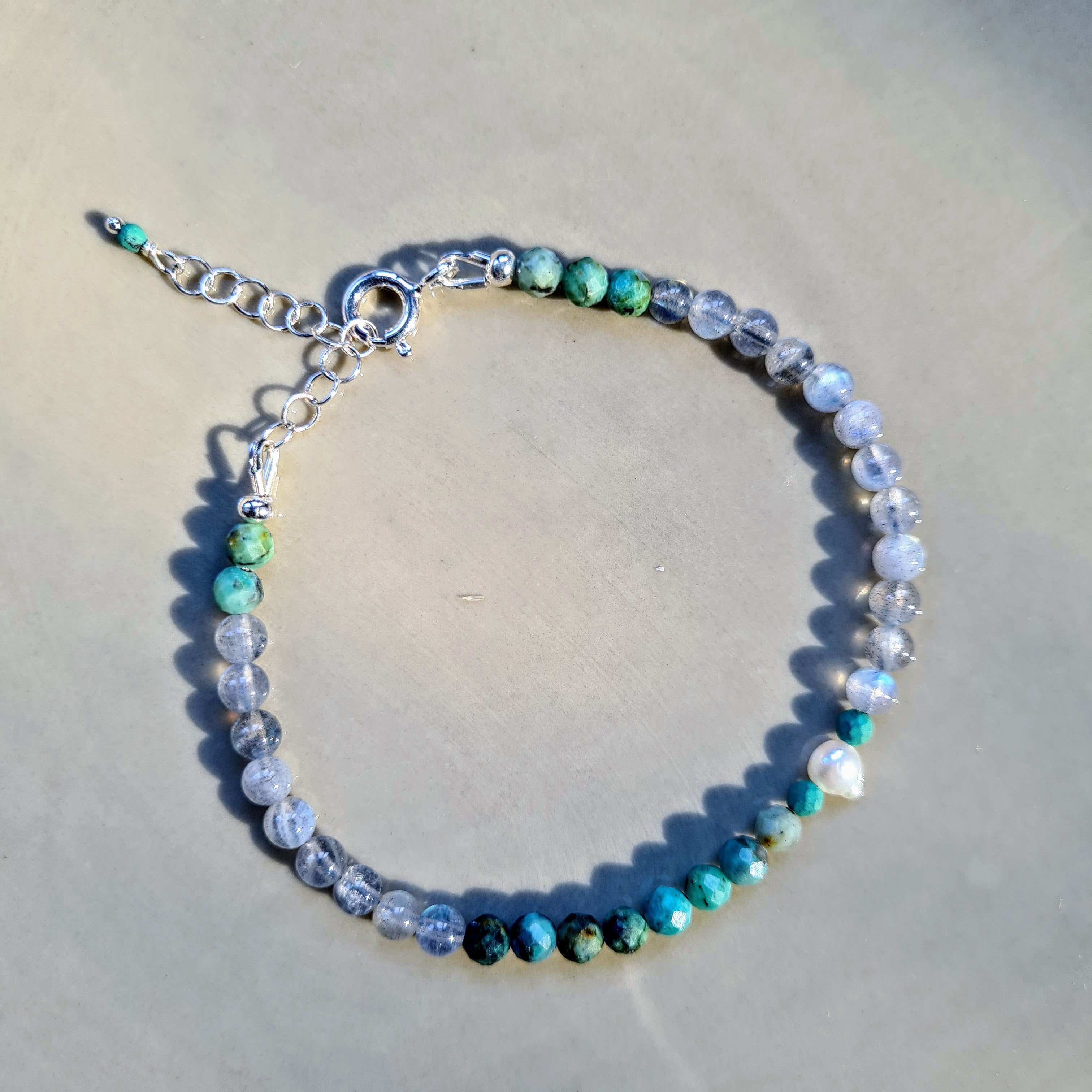 Armband Green Mermaid, labradoriet, chrysocolla