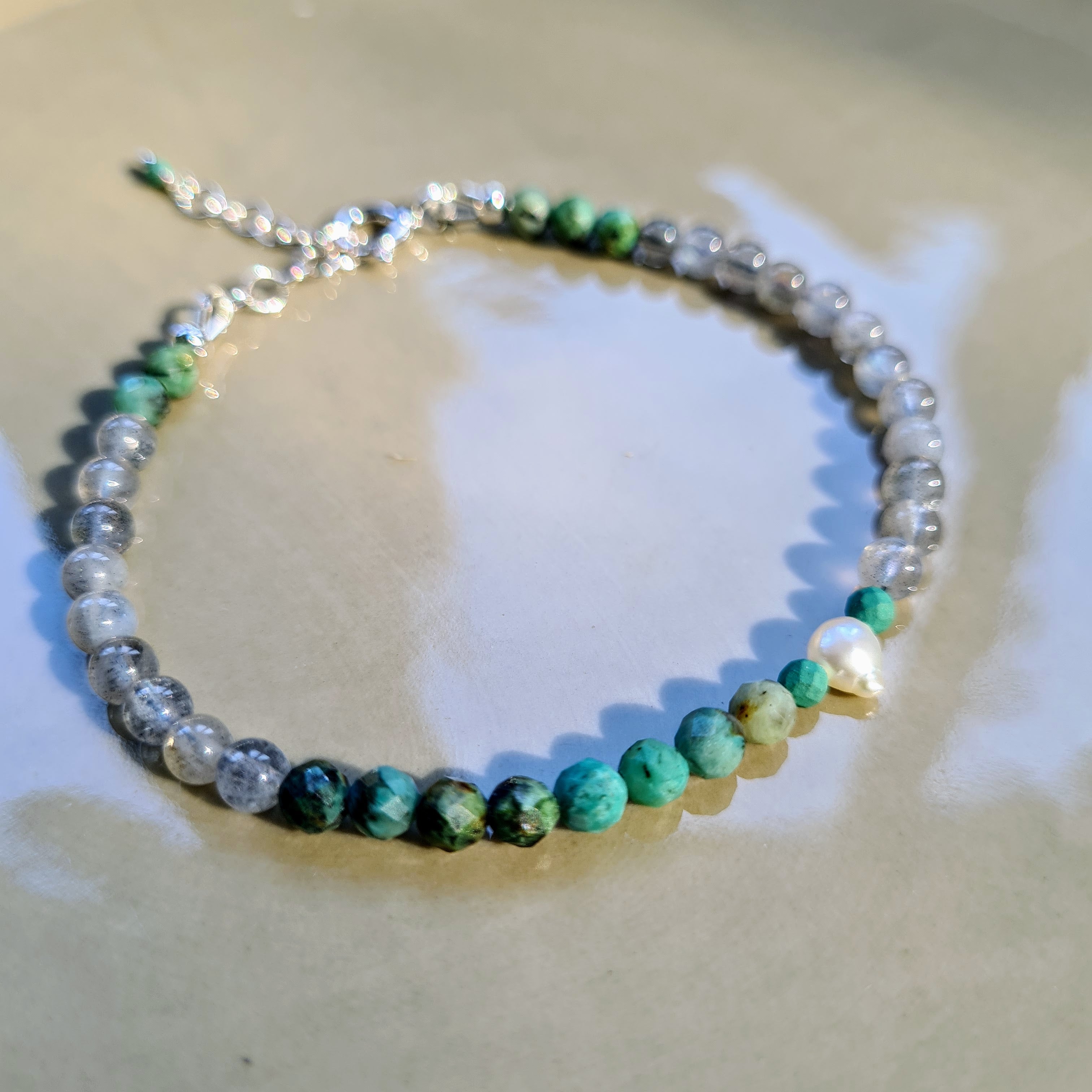 Enkelbandje Green Mermaid (zeemeermin), labradoriet