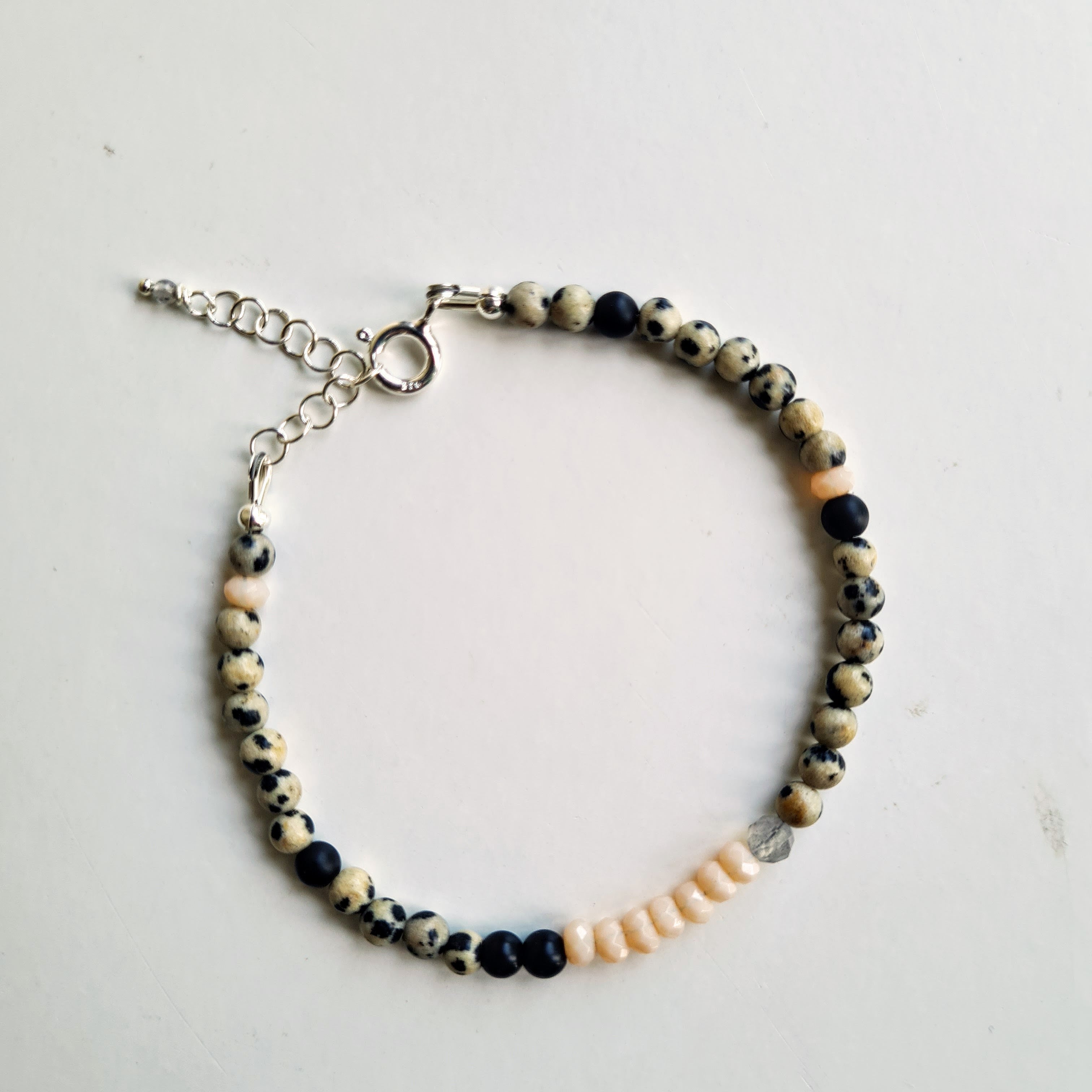 Ketting Black Dot, dalmatier jaspis, jade
