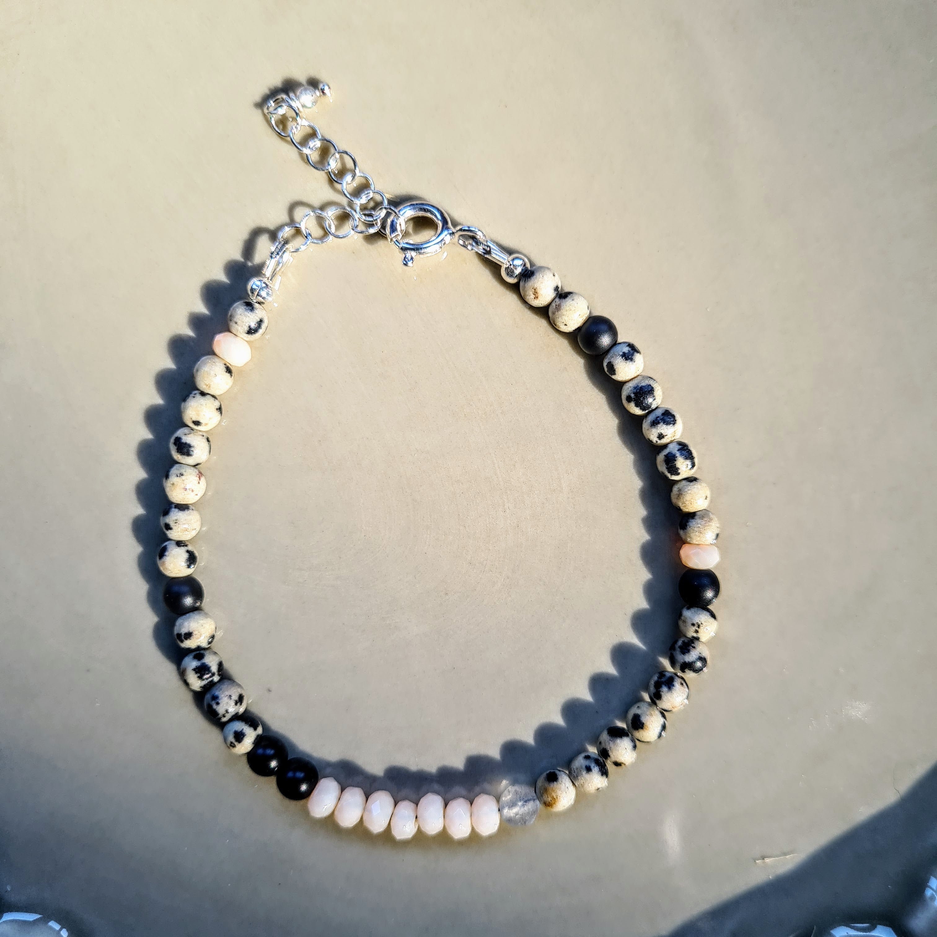 Ketting Black Dot, dalmatier jaspis, jade