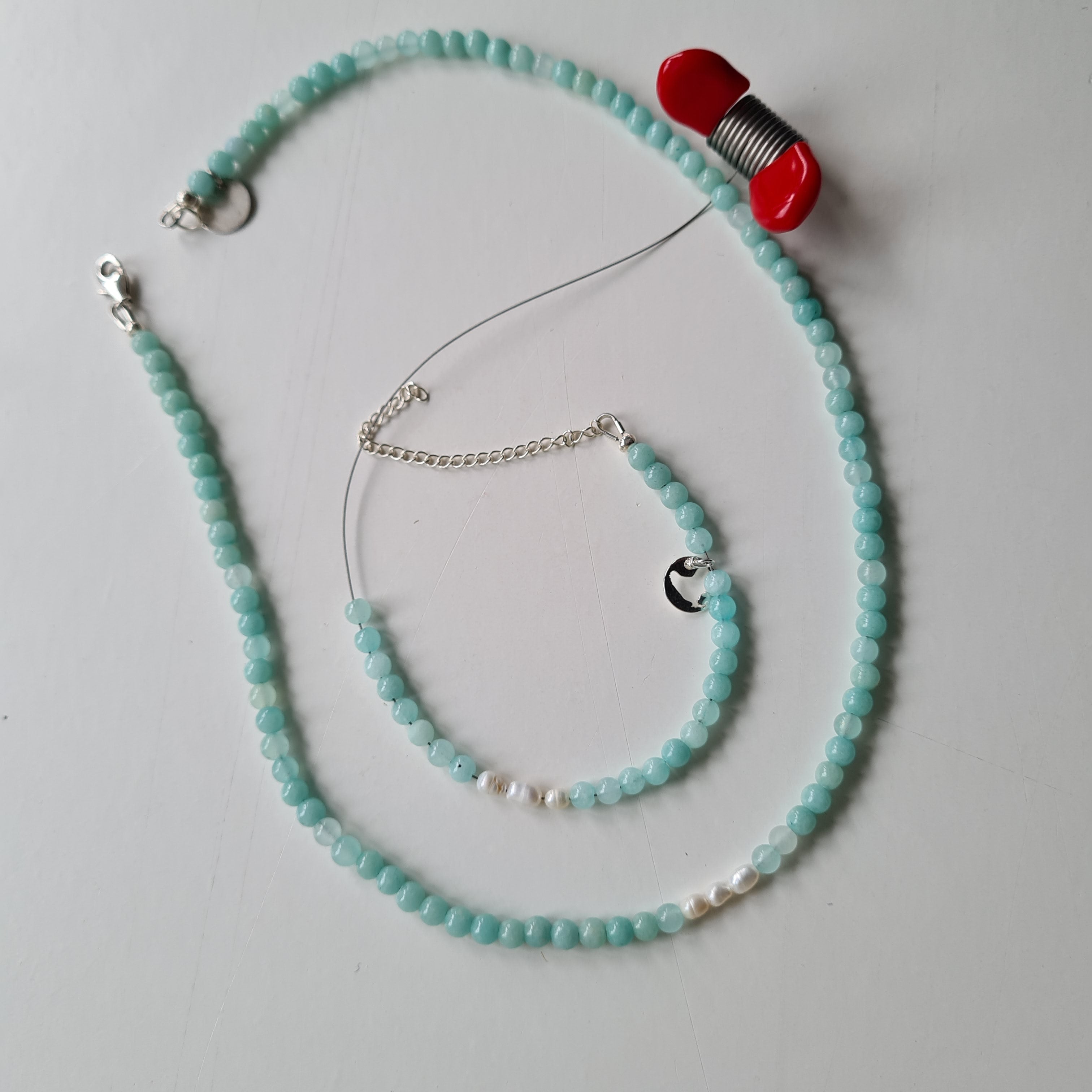 Armband Together, amazoniet, parel