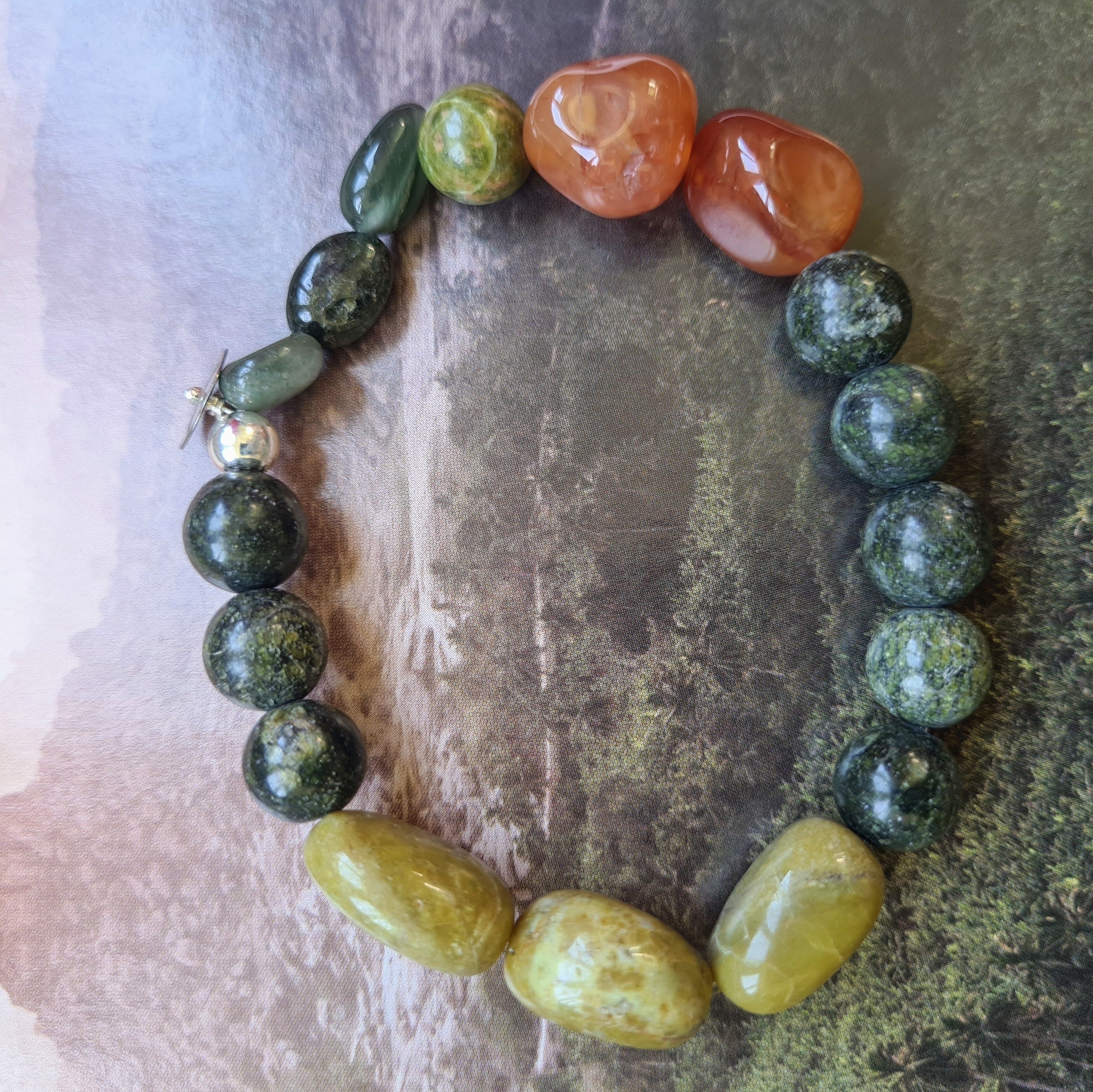 Unisex armband Hidden Nature, zoisiet, afrikaans opaal, carneool