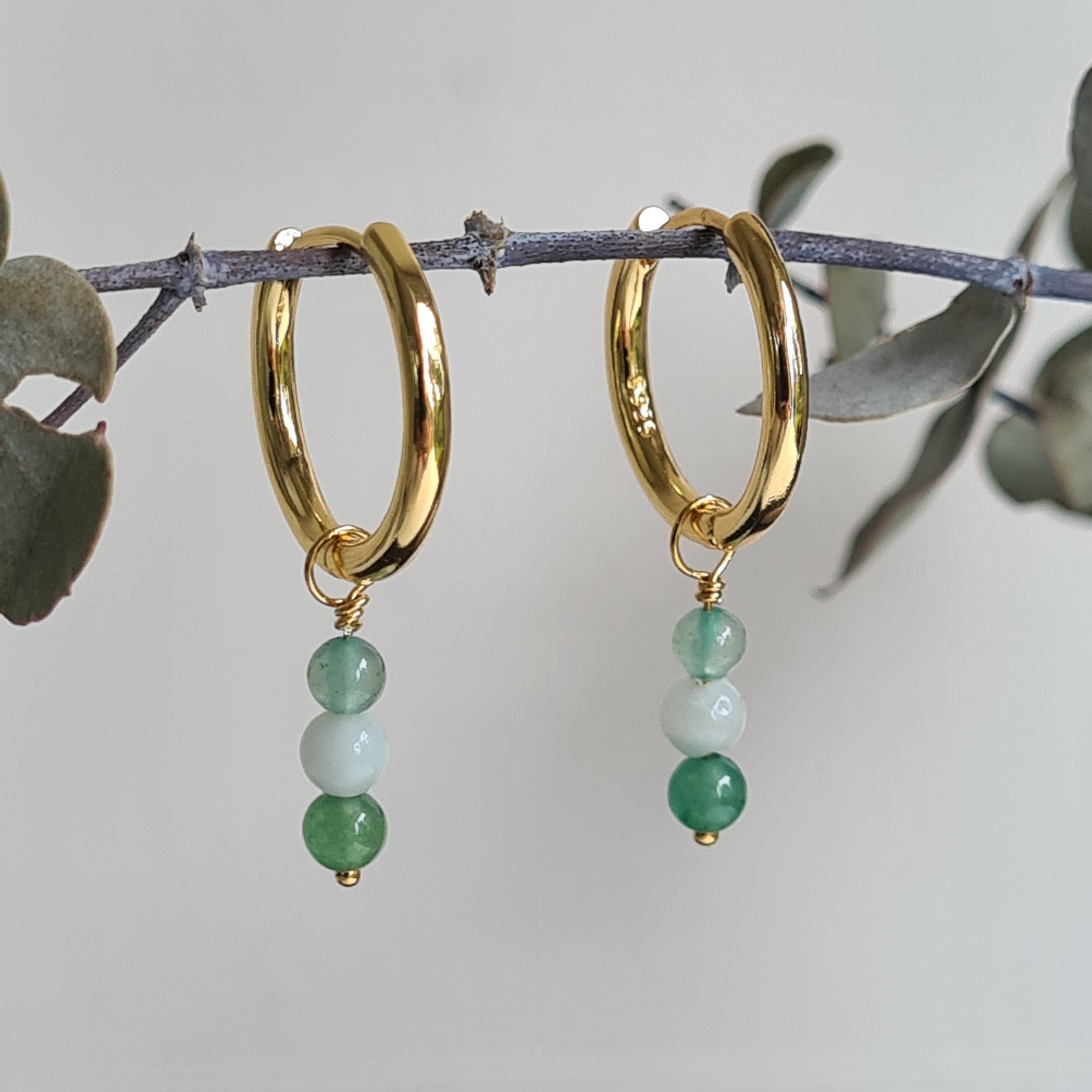1 Oorring Green Flavours, aventurijn, amazoniet