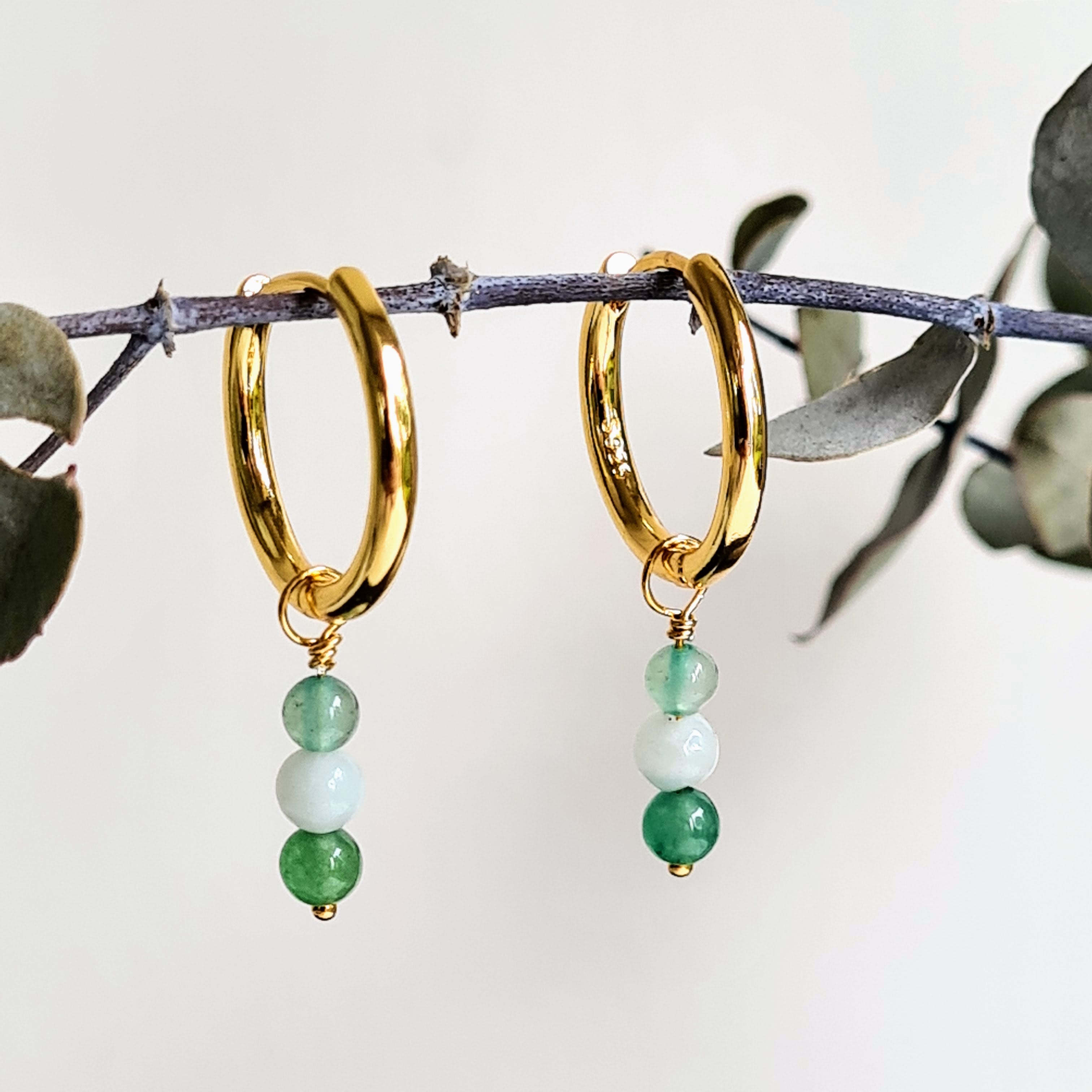 1 Oorring Green Flavours, aventurijn, amazoniet