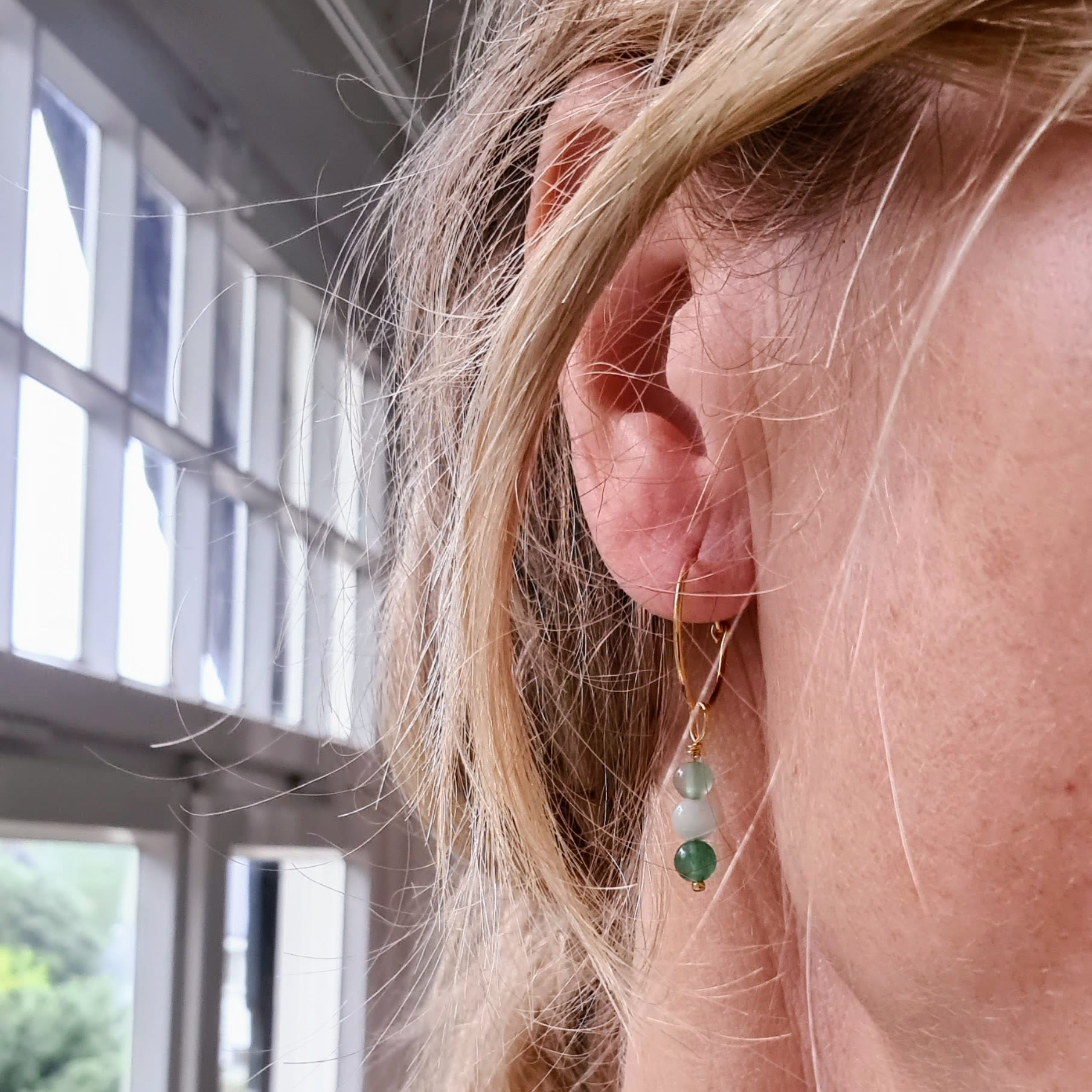 1 Oorring Green Flavours, aventurijn, amazoniet