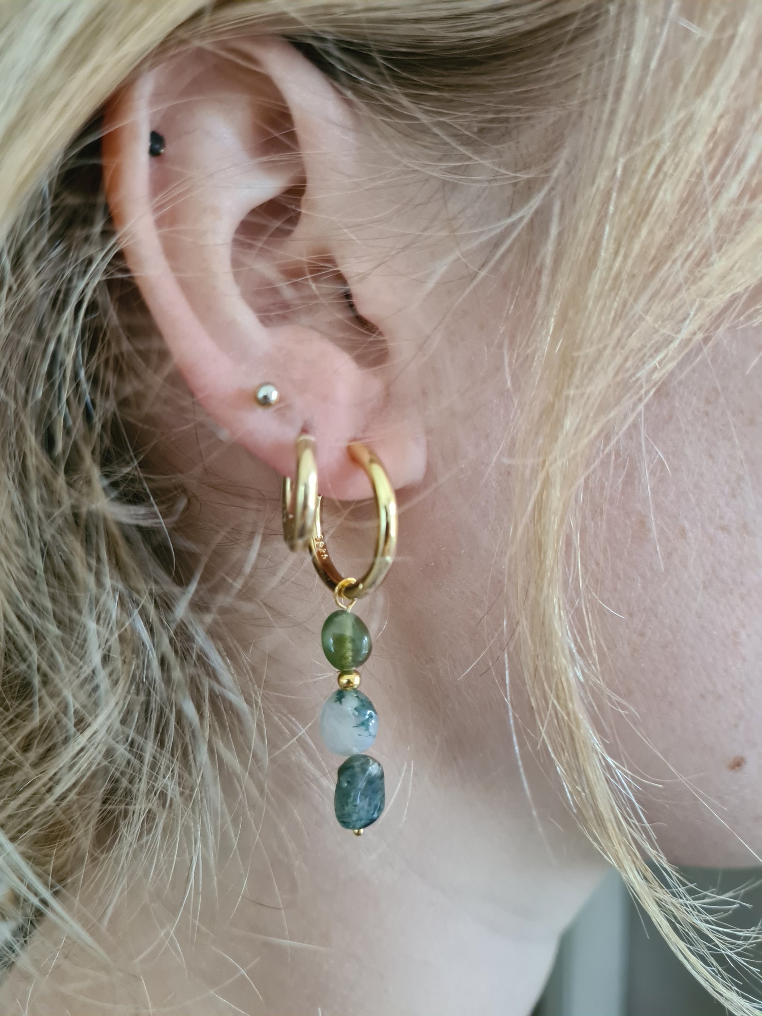 Set Armband & Oorbellen Hidden Emotions, parel, mos agaat