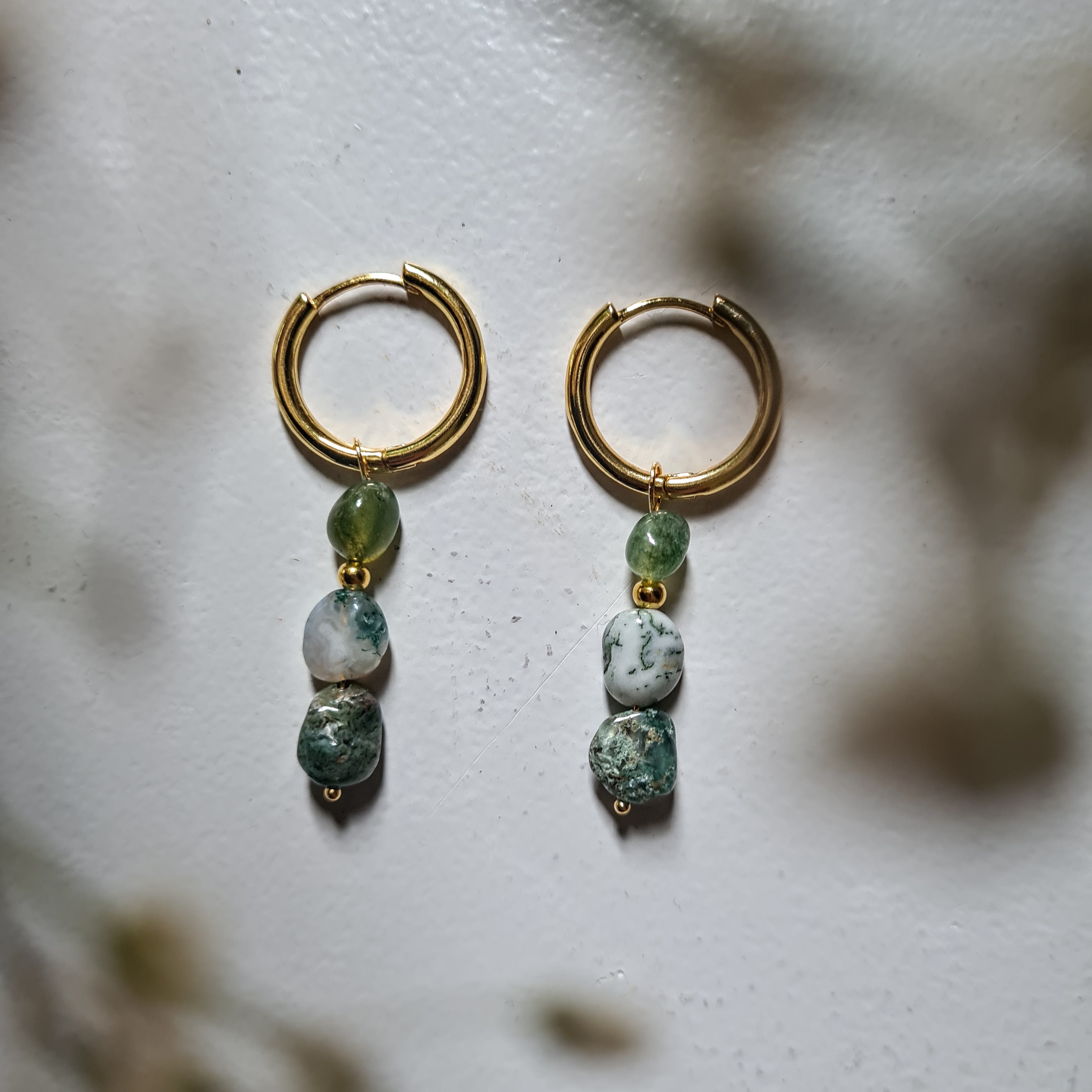 Oorbellen Green Soul, mos agaat