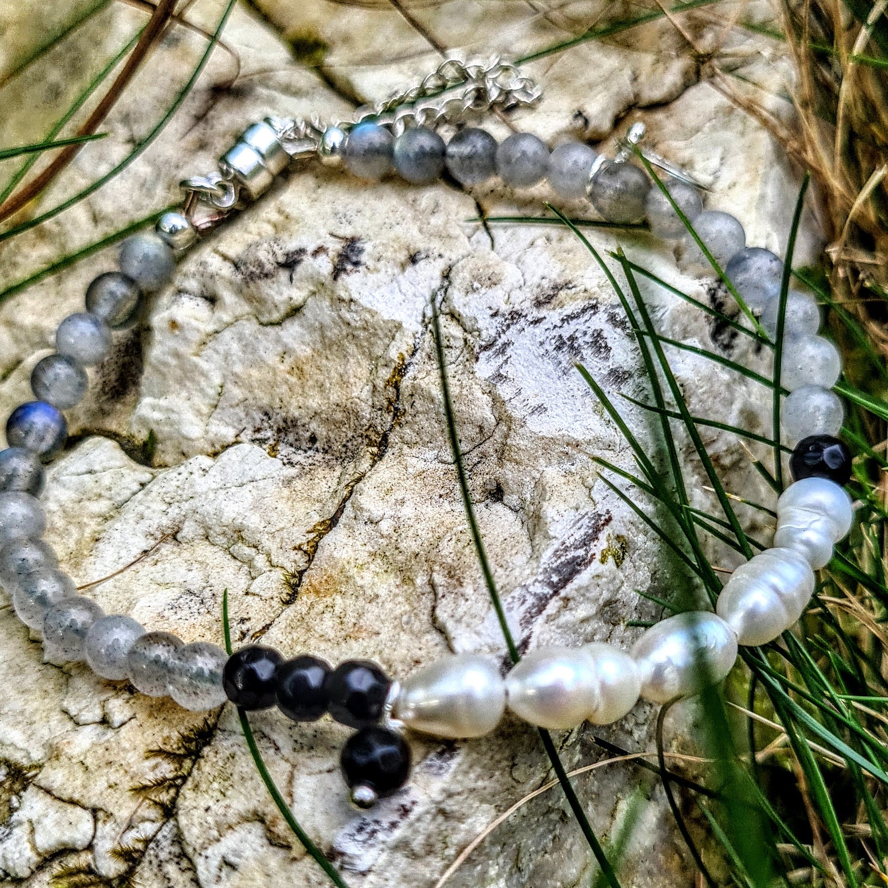 Armband Basic Instinct, parel, labradoriet, onyx