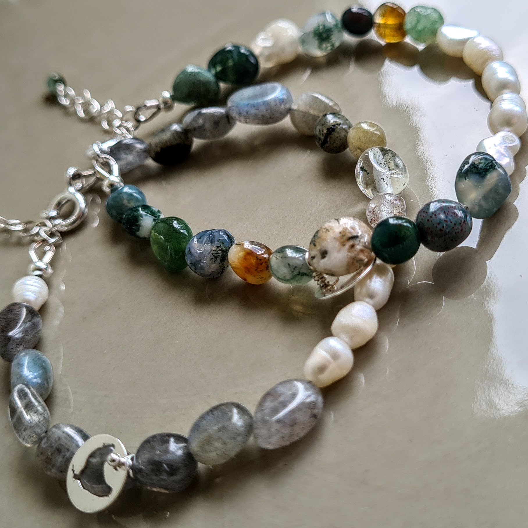 Armband Hidden Intuition, parel, labradoriet