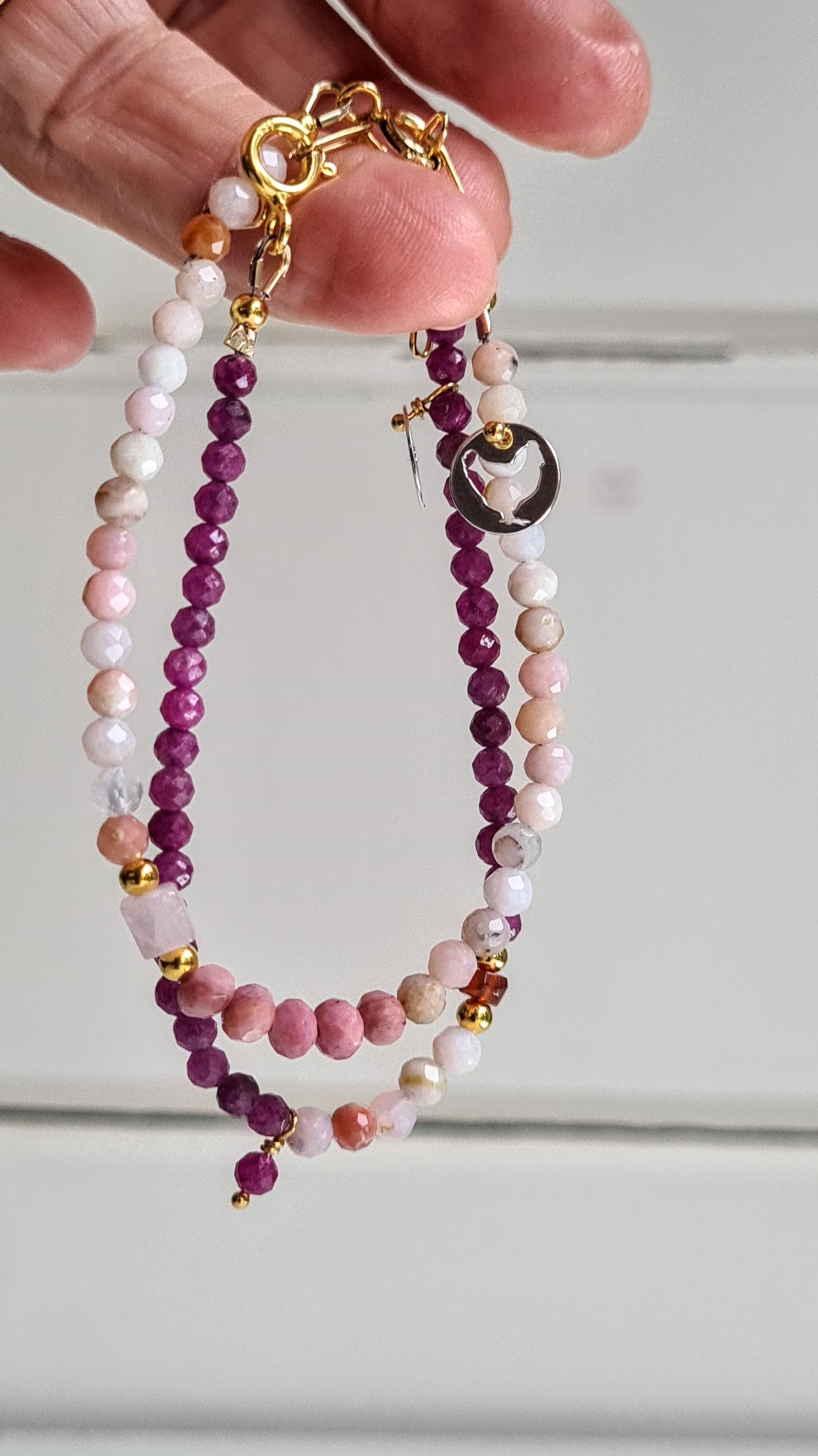 Armband Softly, opaal, rhodoniet, rozekwarts