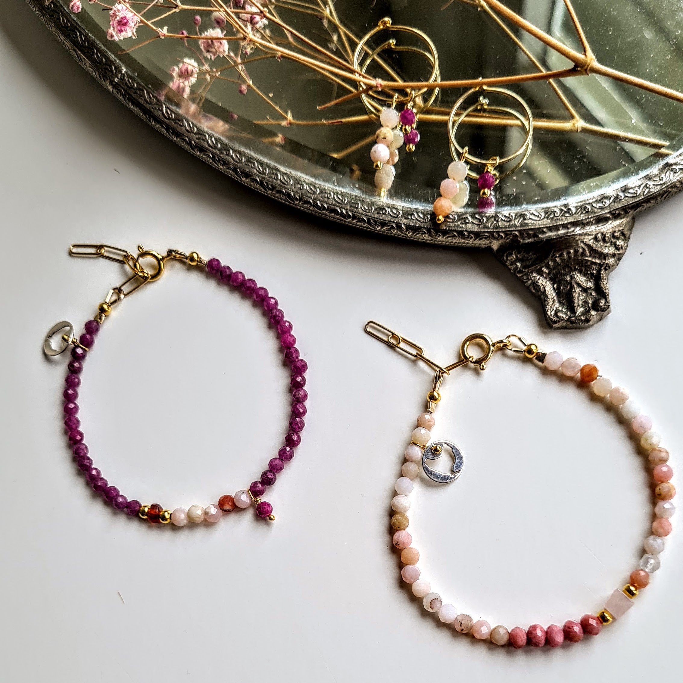 Armband She Knows, robijn, opaal, carneool