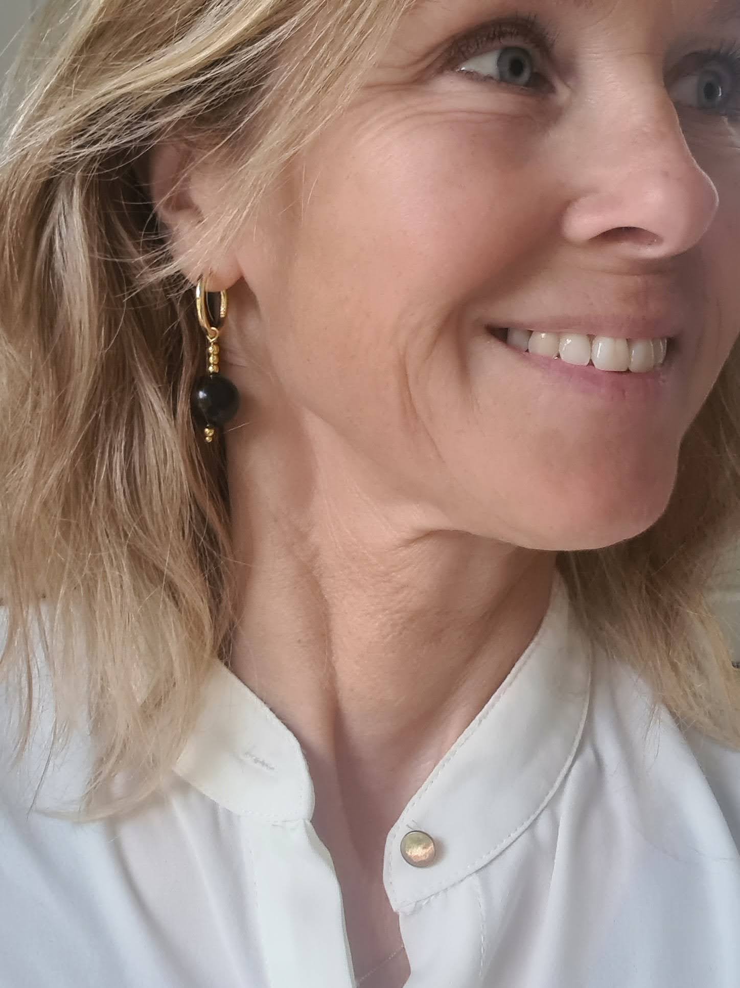 Oorringen Your Sense, goud obsidiaan