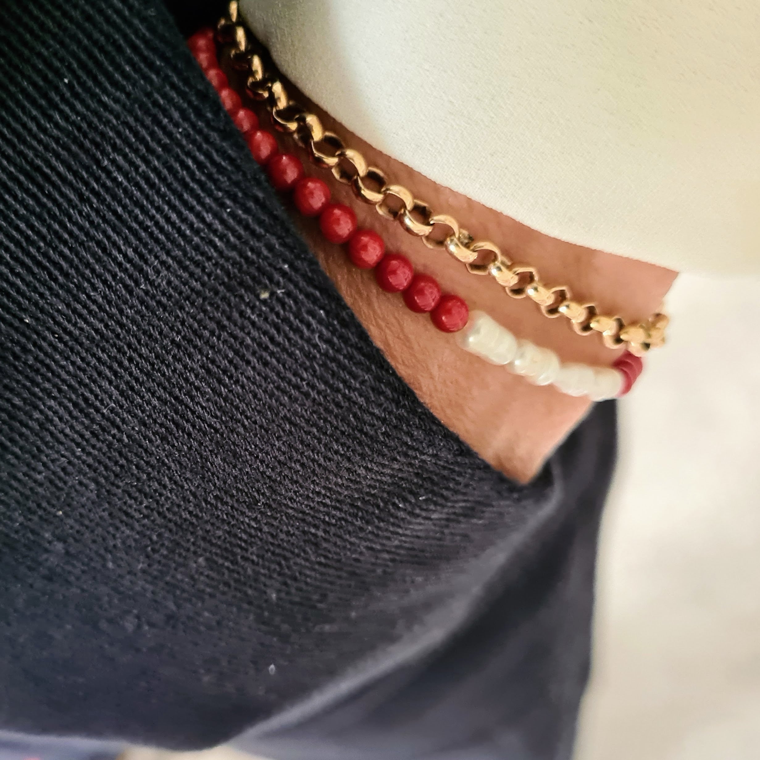 Armband Bonfire, parel en koraal
