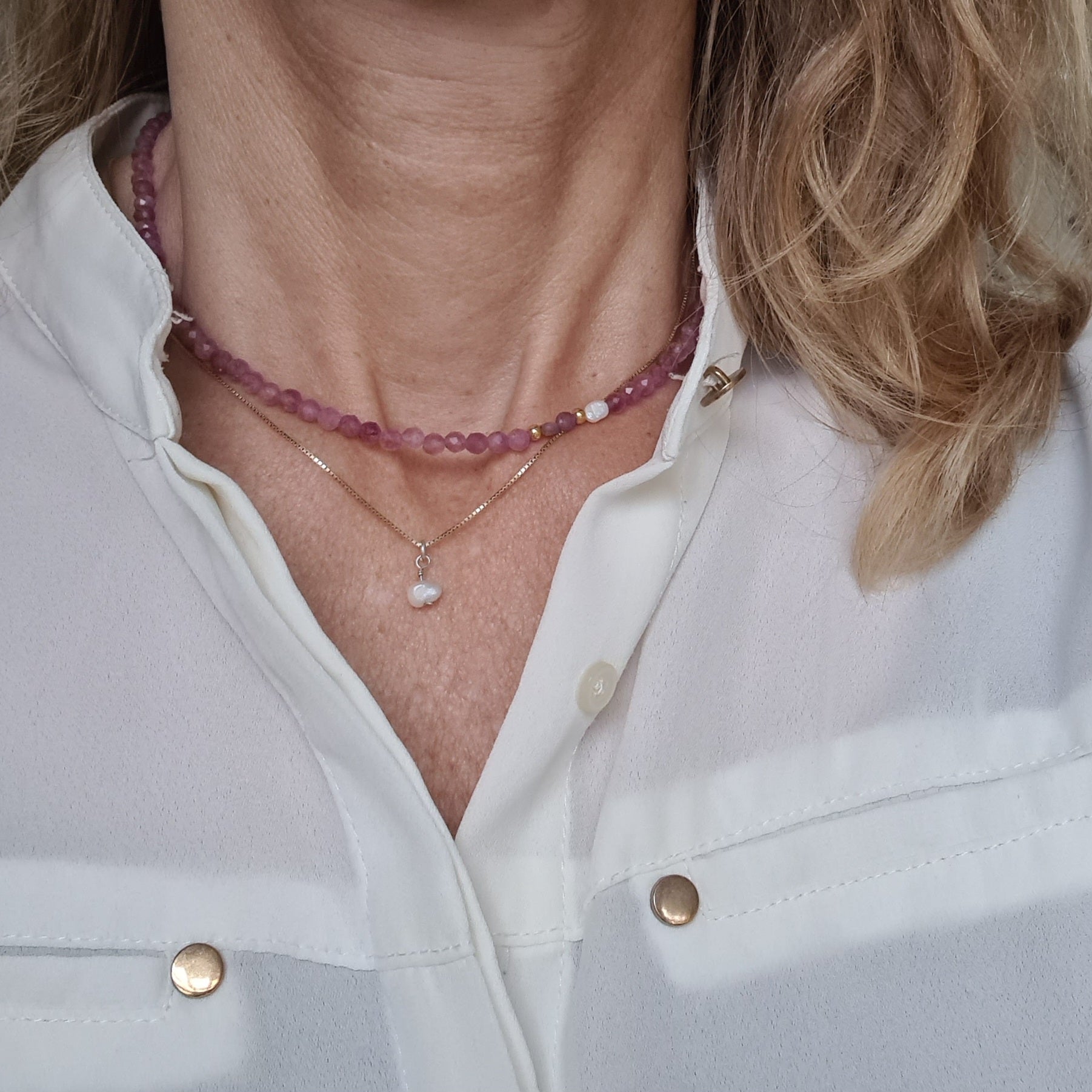 Ketting Yourself, toermalijn, parel