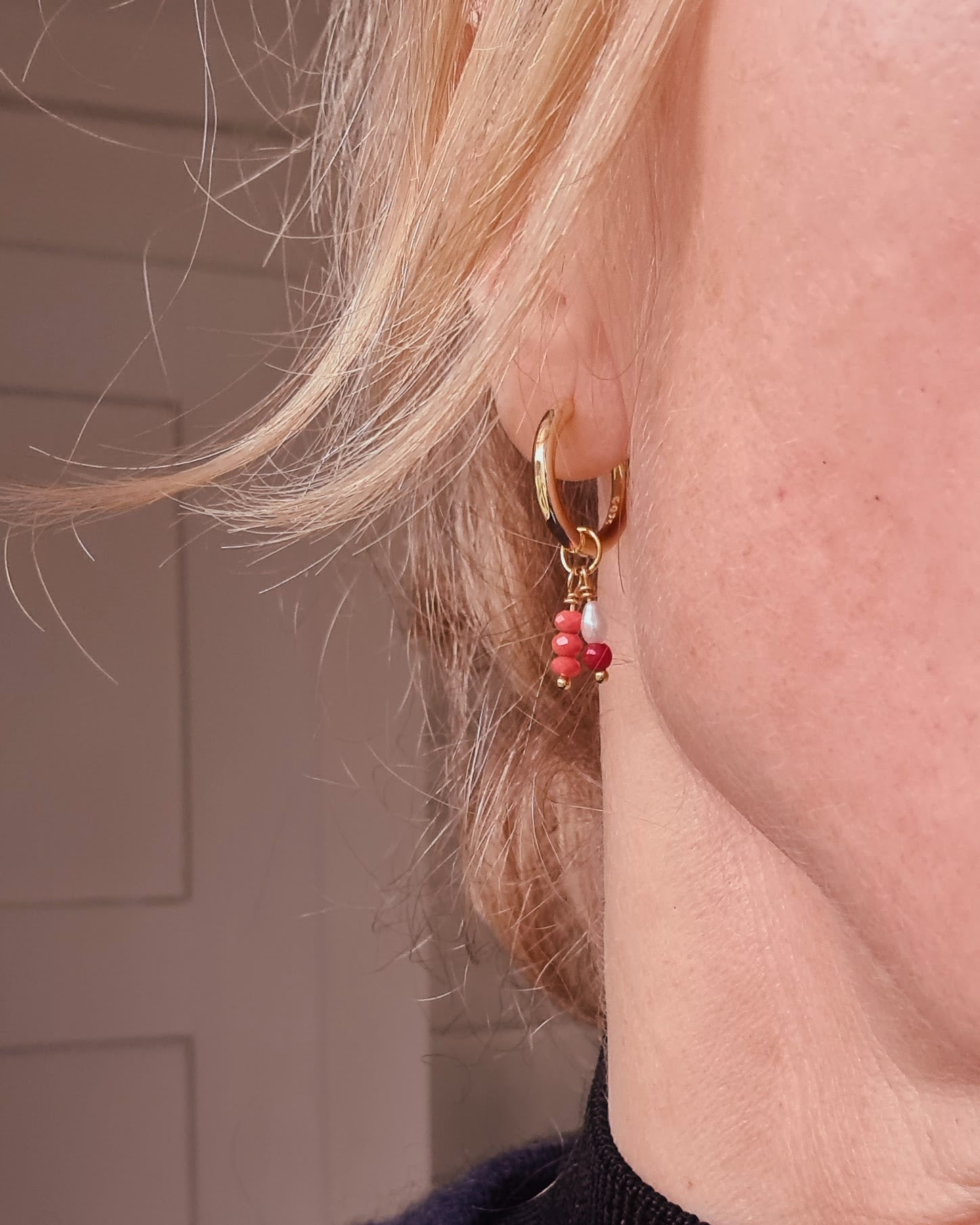 Oorbellen Love Sisters, parel, koraal