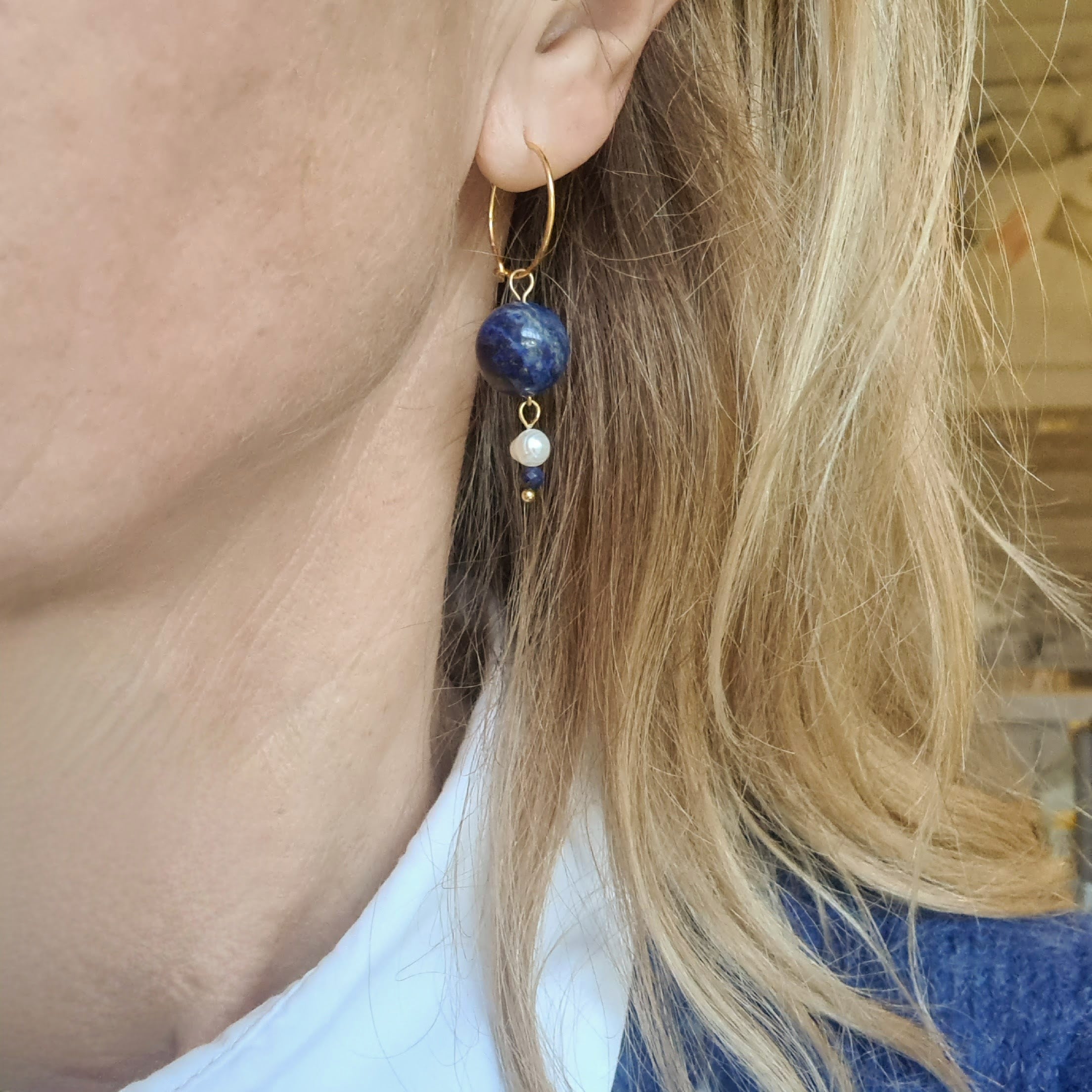 1 Bedel Oase, blauwe lapis lazuli, parel