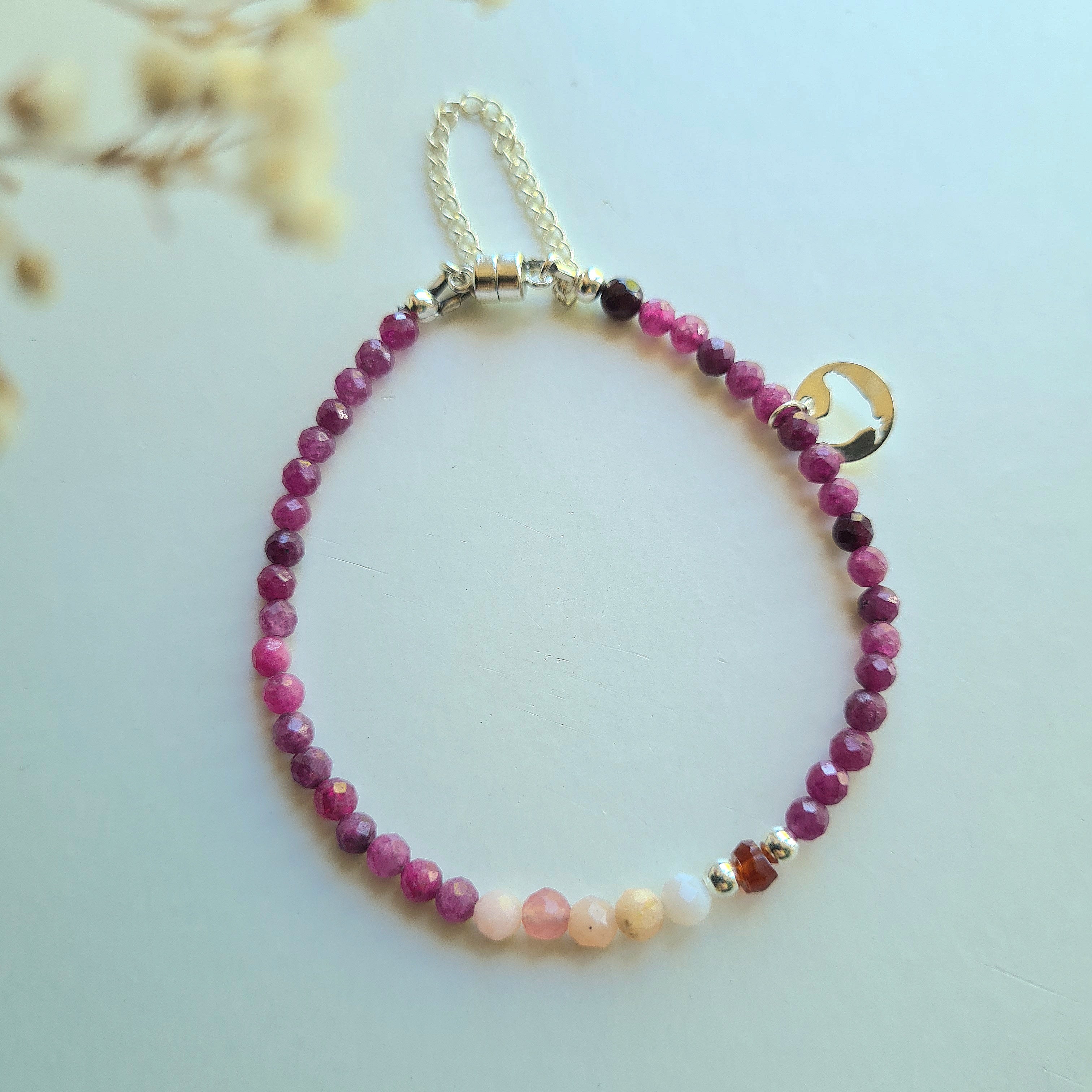 Armband She Knows, robijn, opaal, carneool