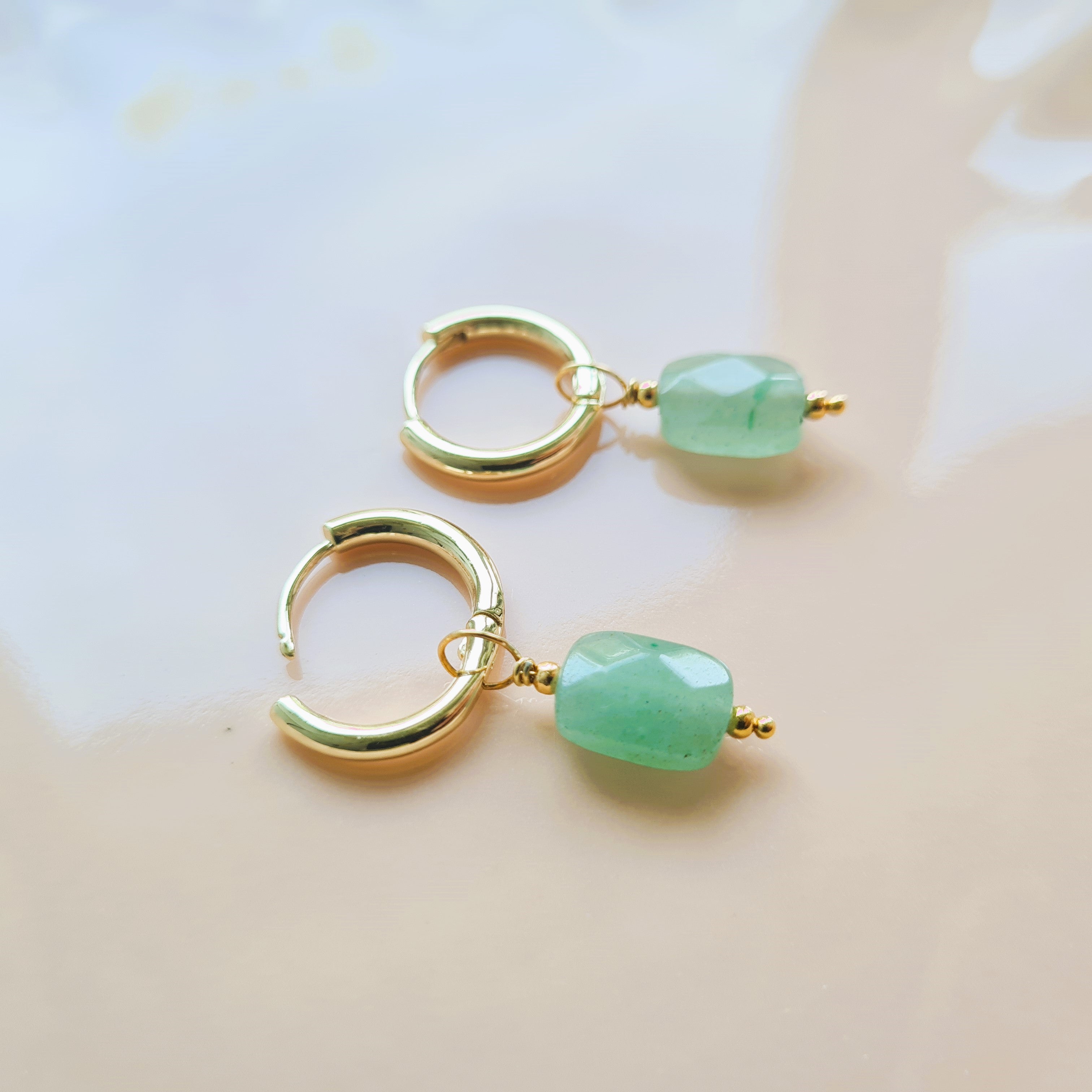 Oorbellen Green Breeze, groene aventurijn