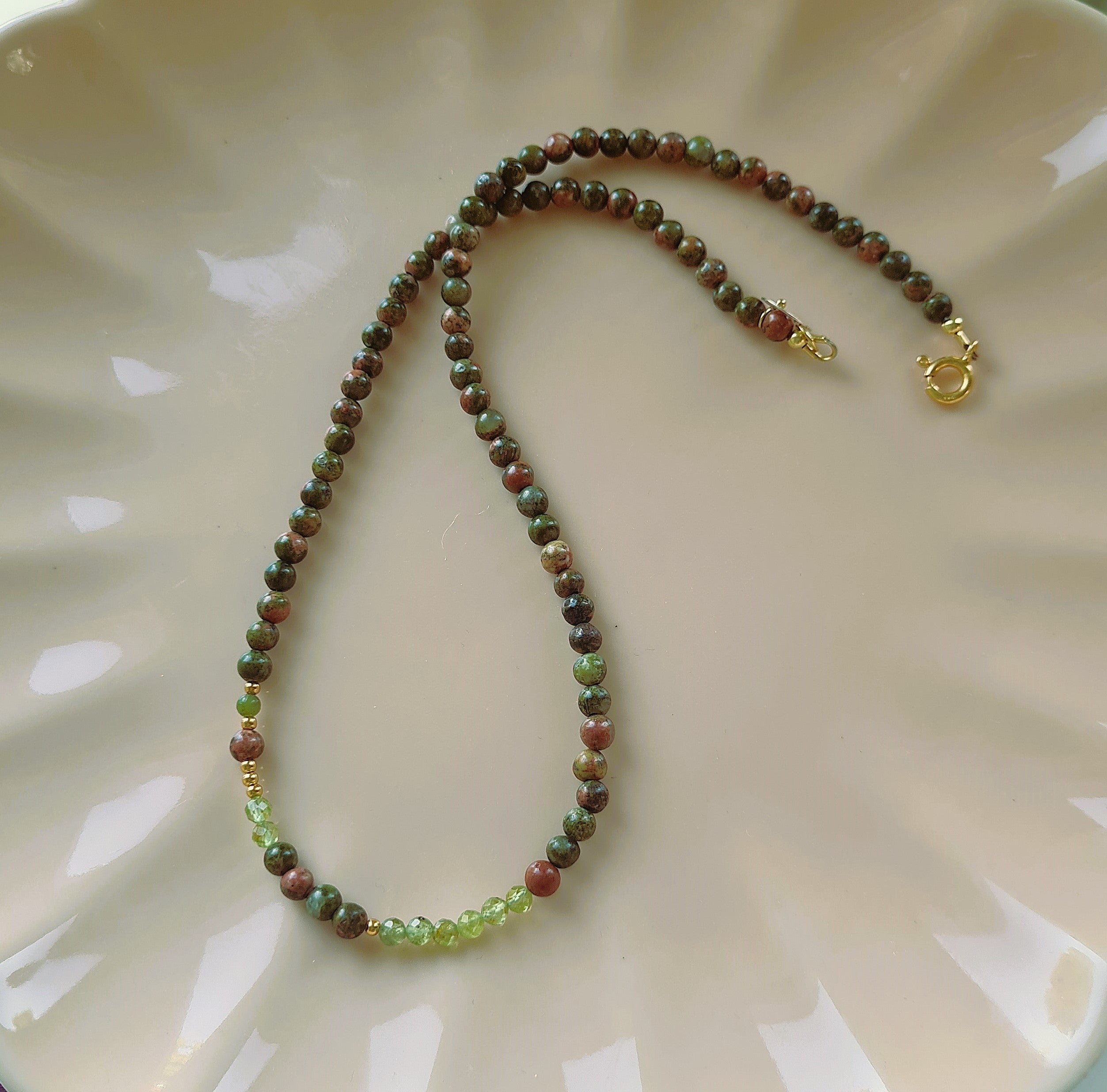 Ketting Autumn Green, unakiet, peridoot