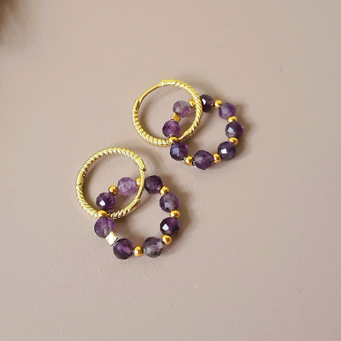Oorbellen Friendship, paarse amethist