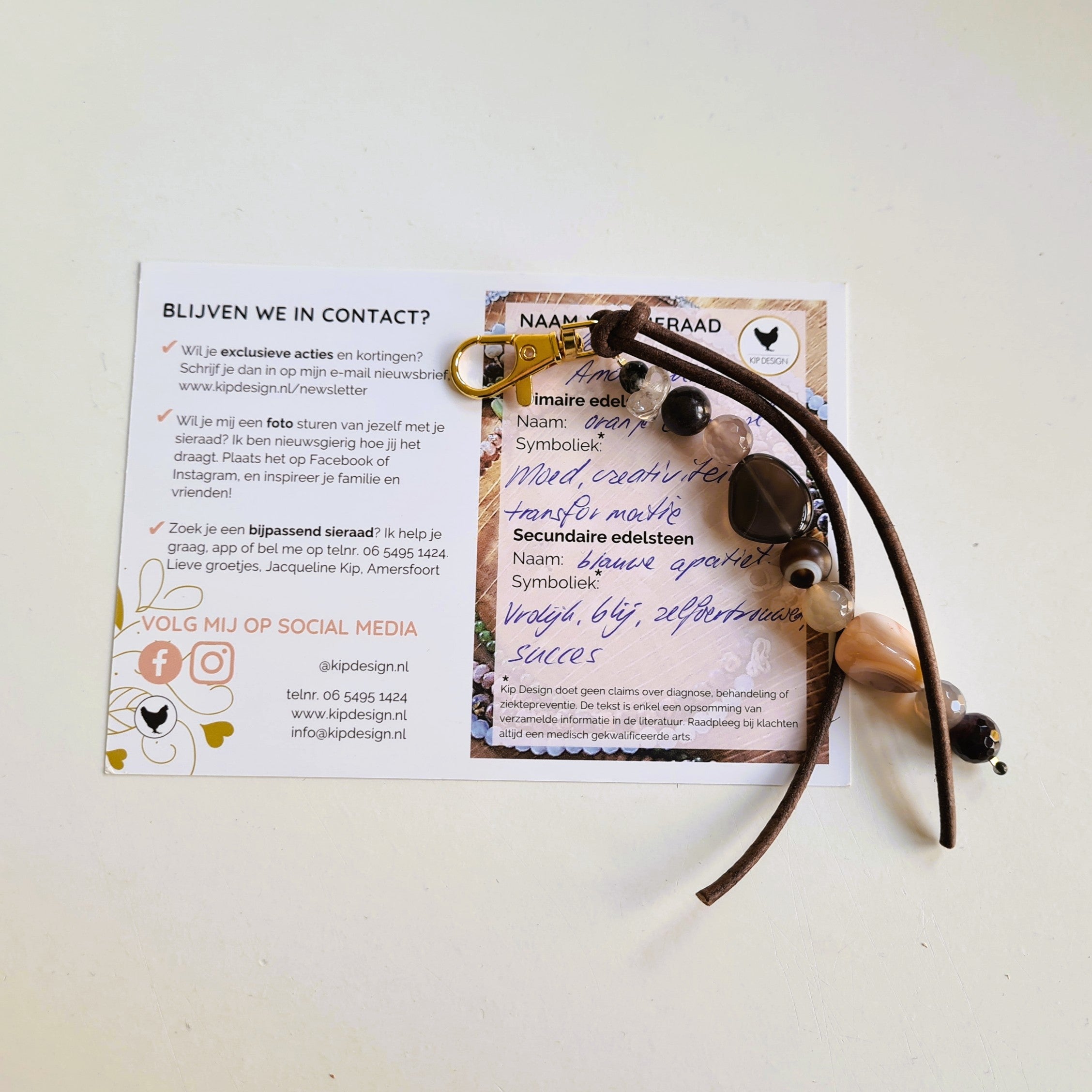 Tassenhanger Reflections, agaat, bergkristal, wit-bruin