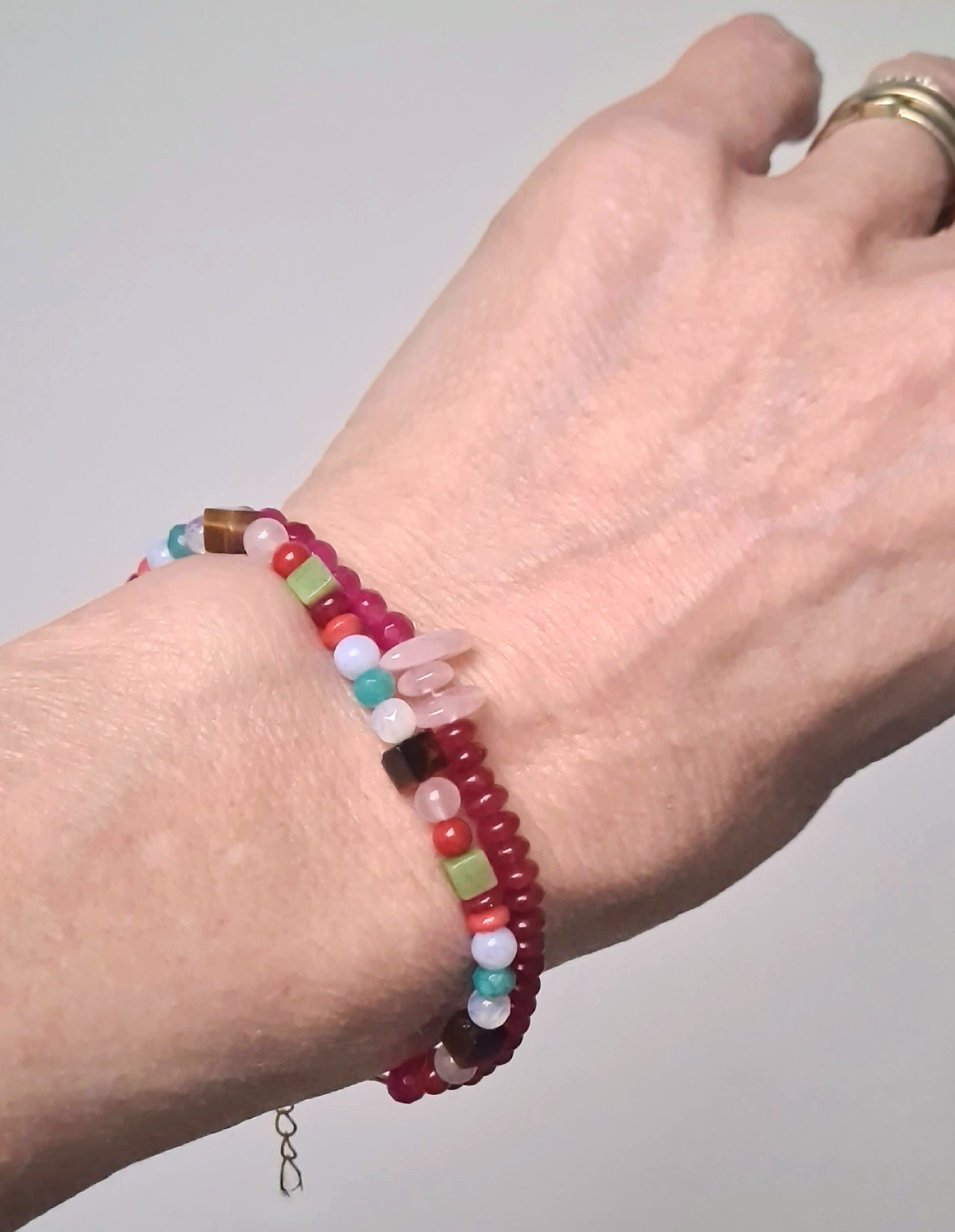 Armband Starlight, agaat, maansteen, koraal