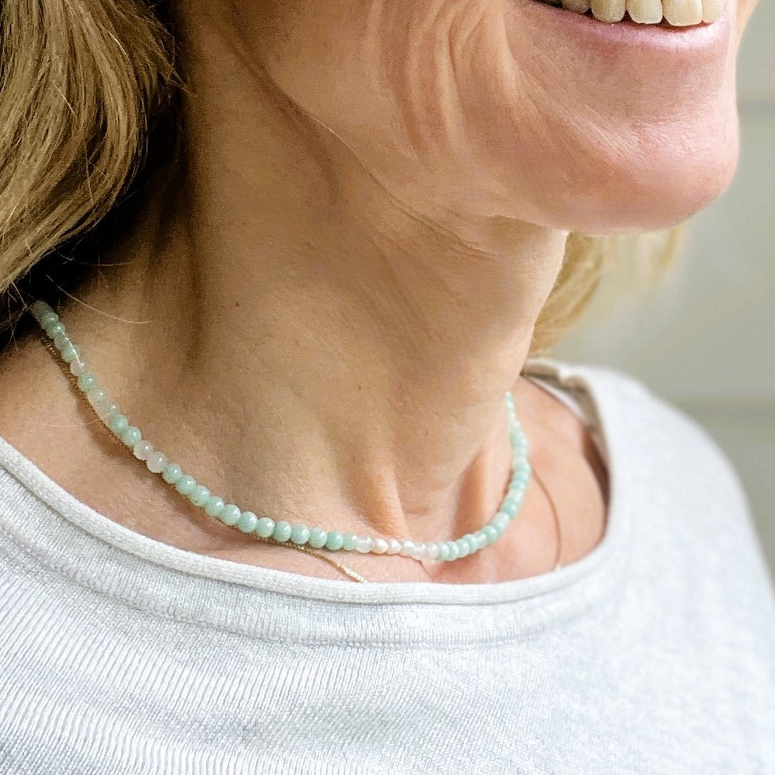 Ketting Together, amazoniet, parel