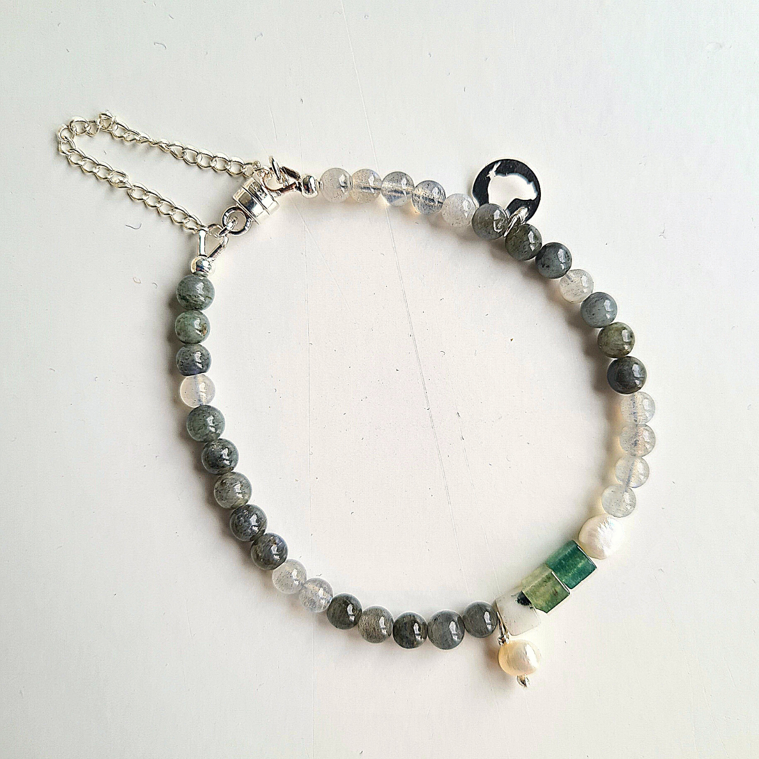 Armband New Day, labradoriet, parel, agaat