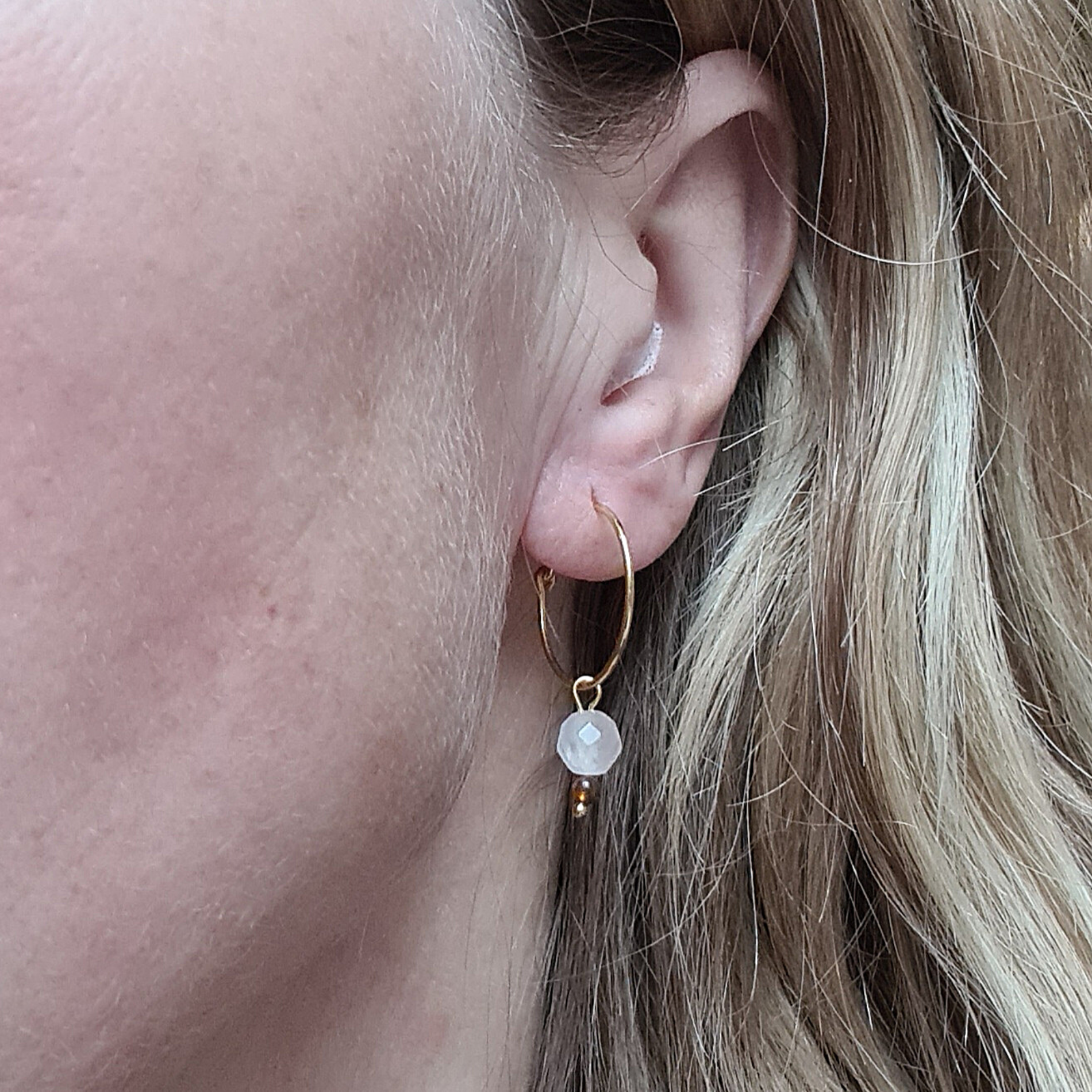 Oorbellen Golden Blush, rozekwarts, toermalijn