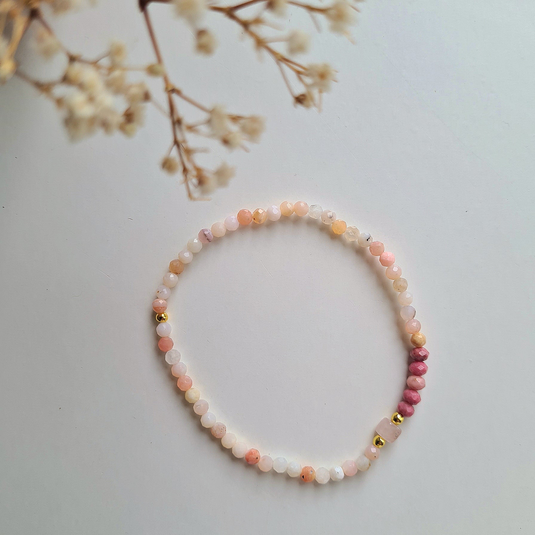 Armband Softly, opaal, rhodoniet, rozekwarts