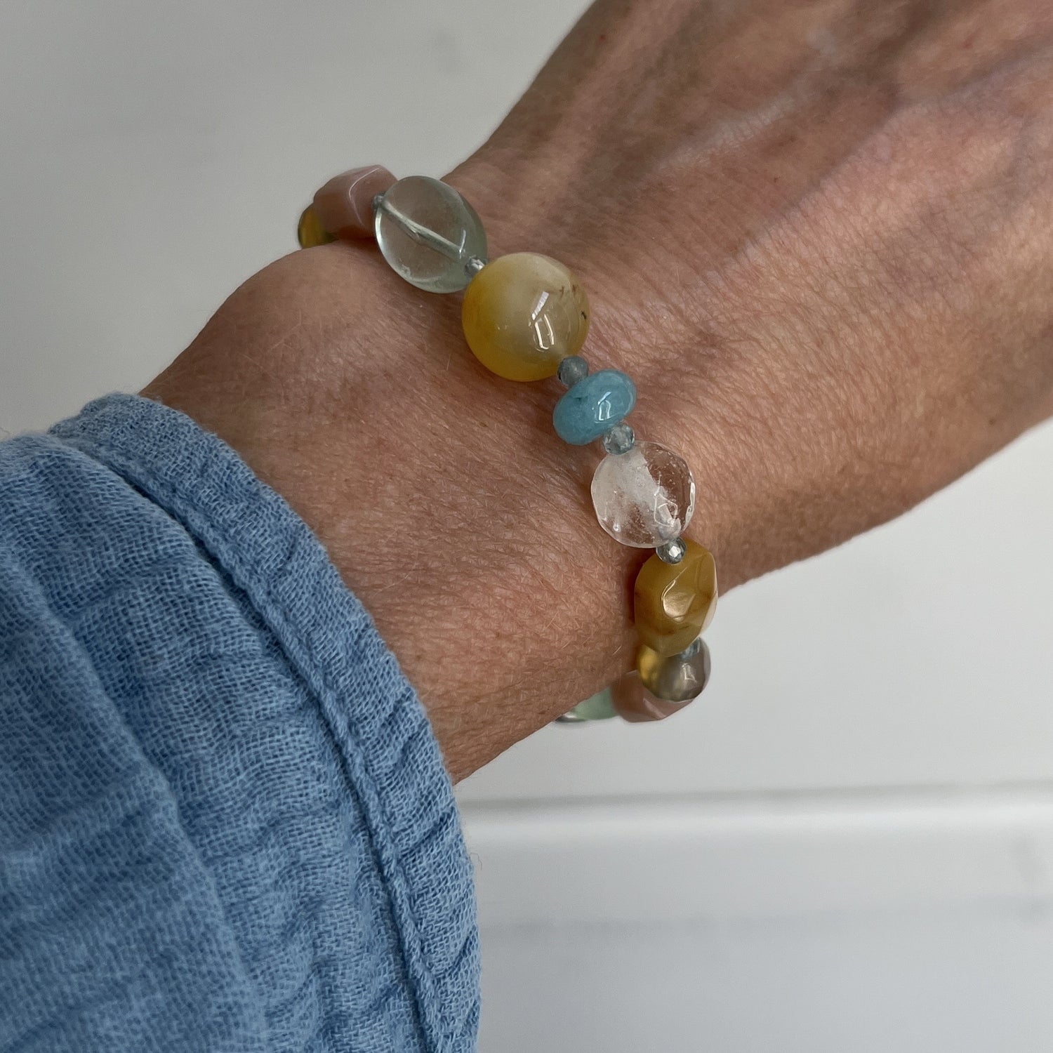 Armband Gently, fluoriet, zonnesteen, toermalijn, agaat