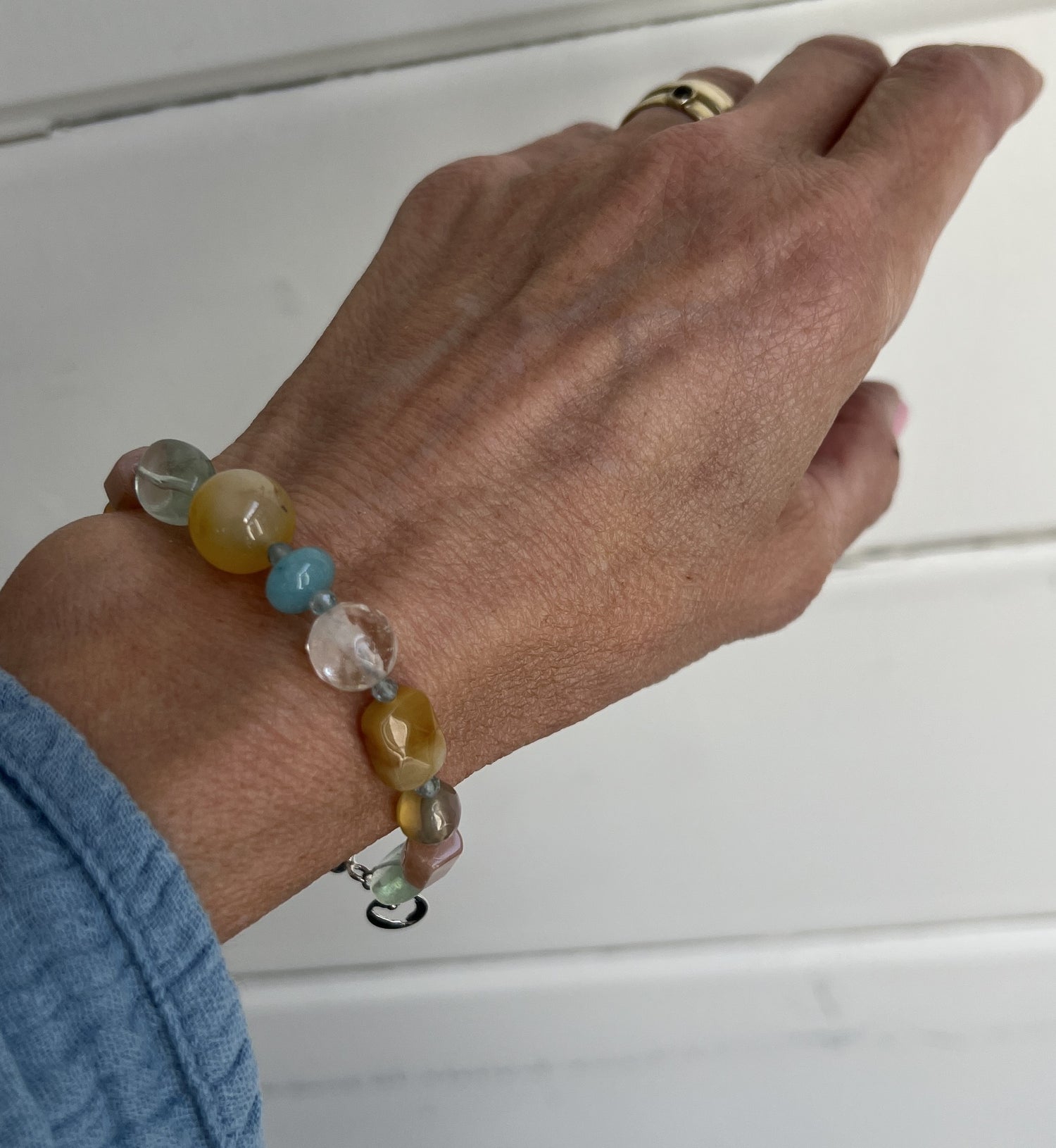 Armband Gently, fluoriet, zonnesteen, toermalijn, agaat