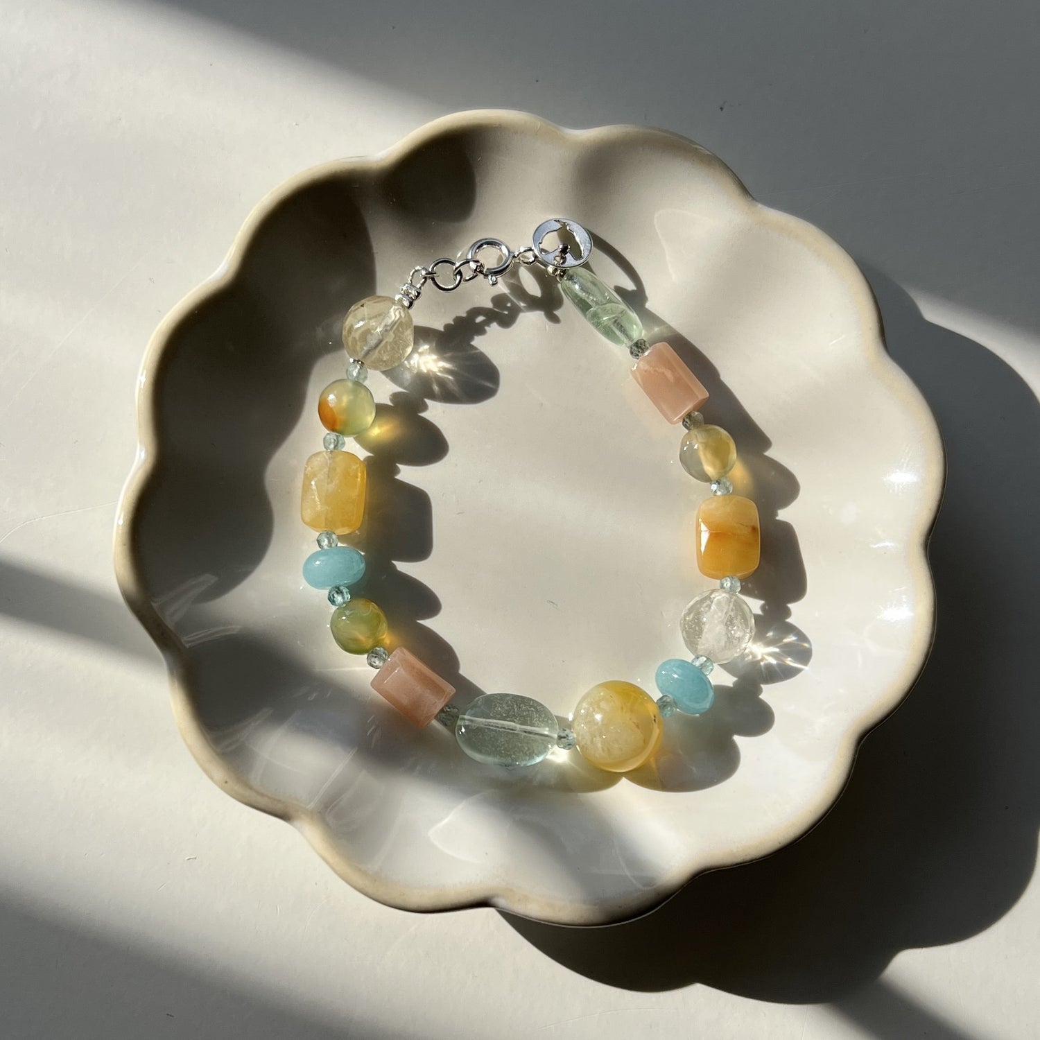 Armband Gently, fluoriet, zonnesteen, toermalijn, agaat