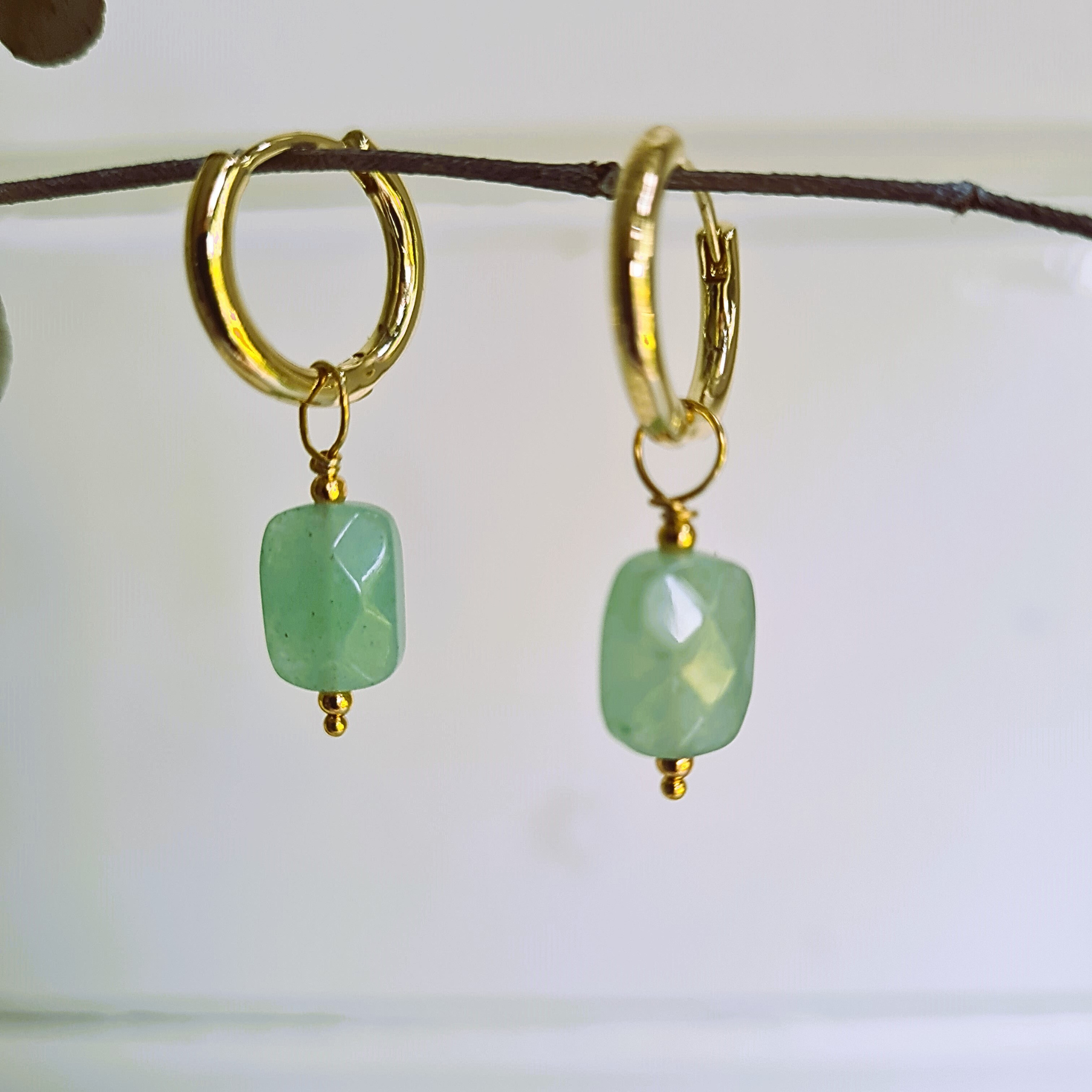 Oorbellen Green Breeze, groene aventurijn