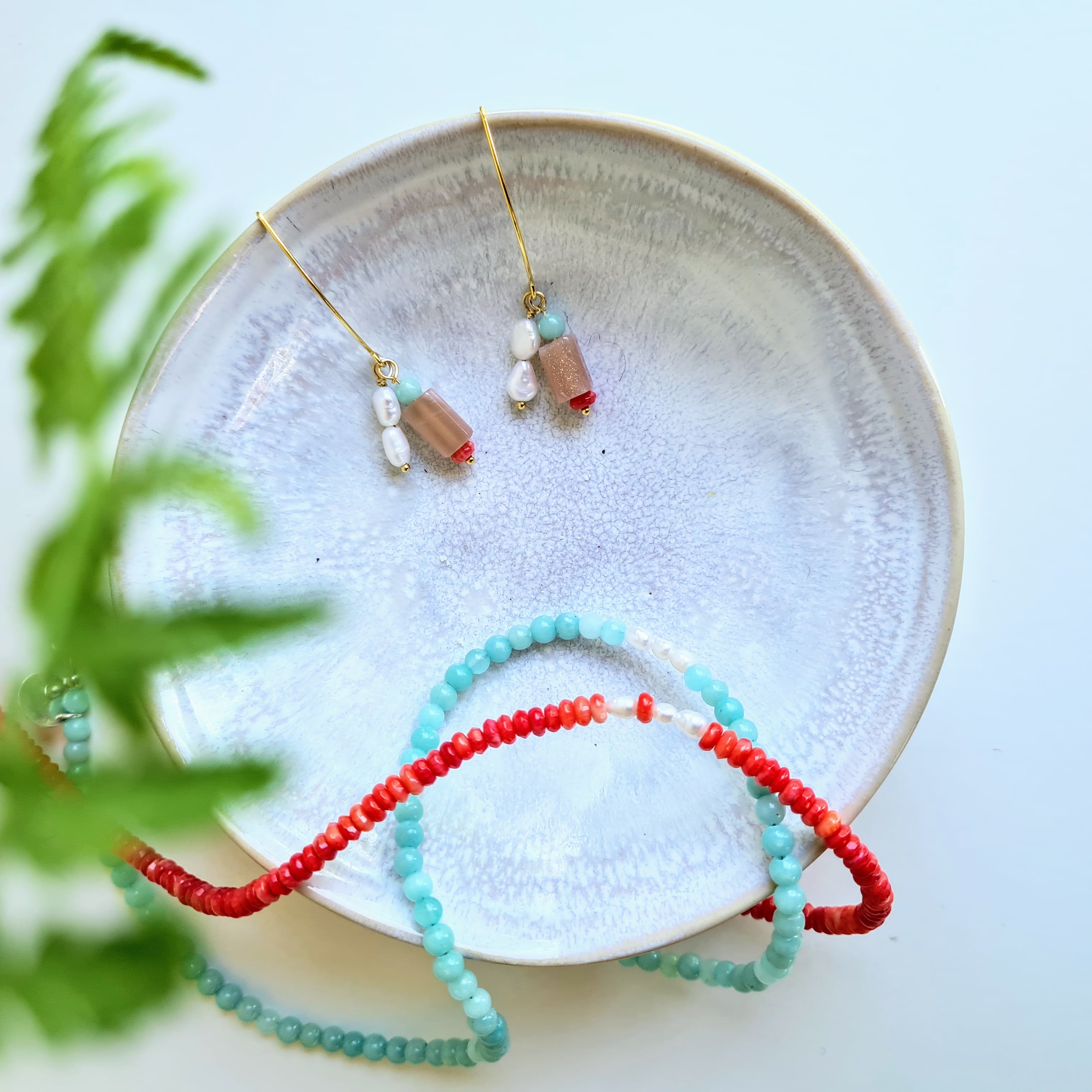 Ketting Happiness, koraal, parel