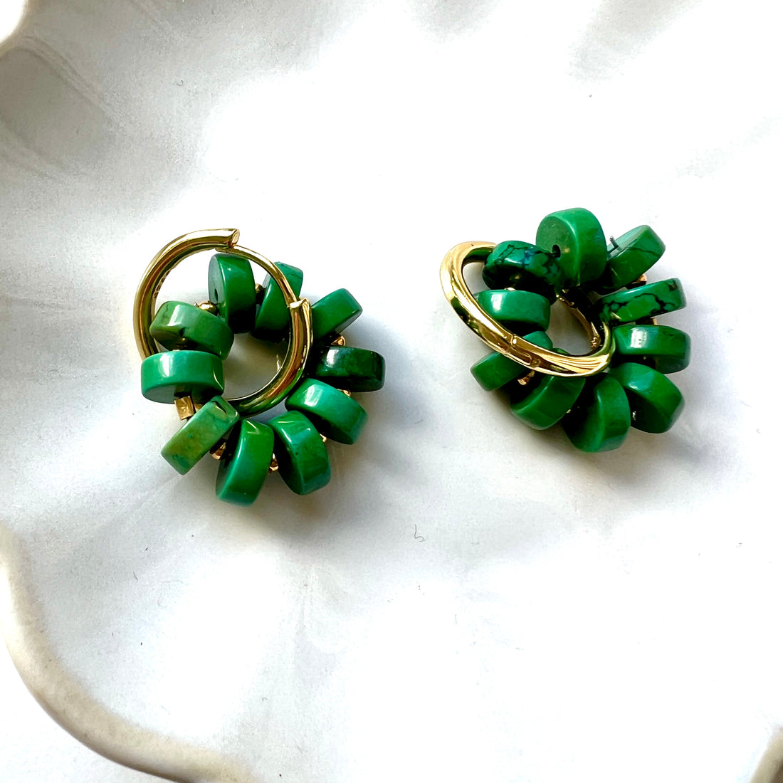 Oorbellen Green Flowers, chrysocolla