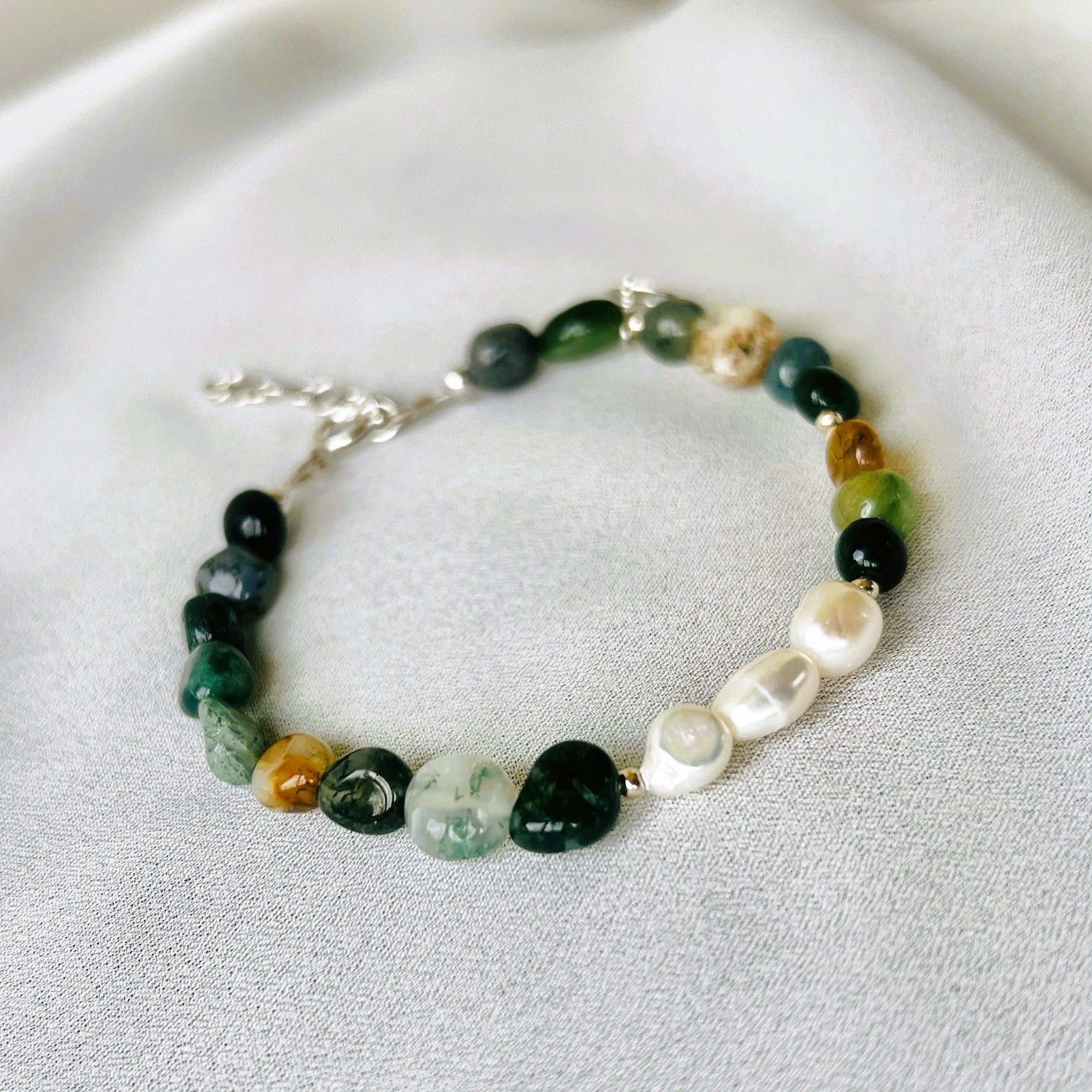 Armband Hidden Emotions, parel, mos agaat