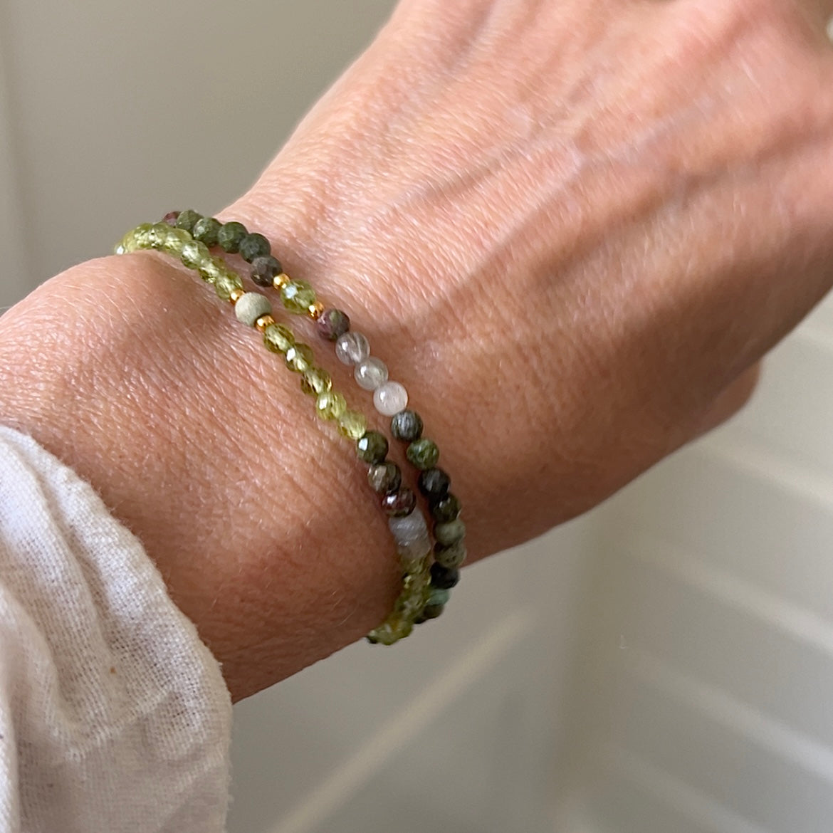 Armband Let Go, peridoot, unakiet, labradoriet