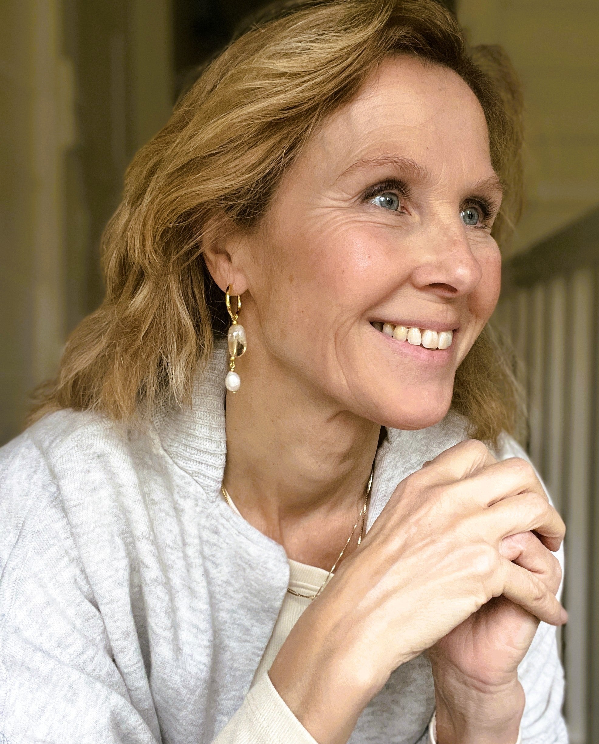 Oorbellen Angels, citrien, parel