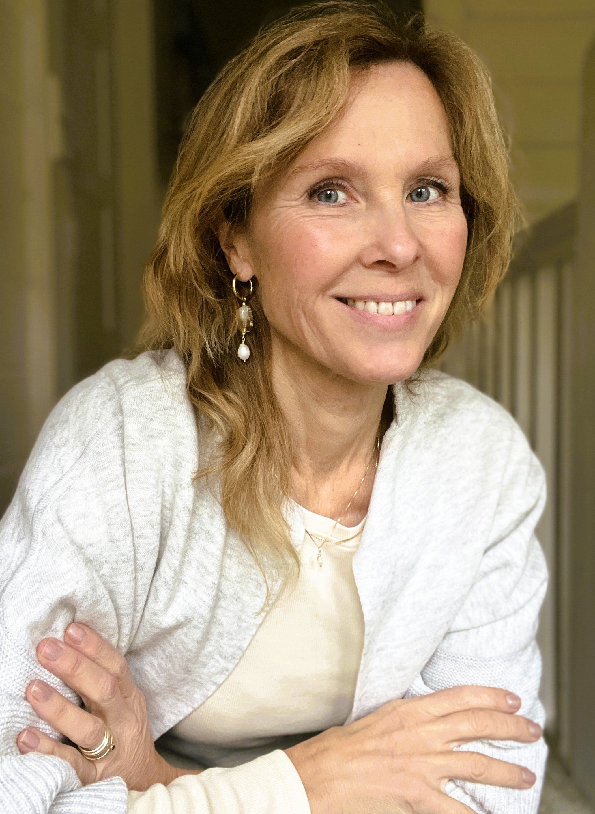 Oorbellen Angels, citrien, parel