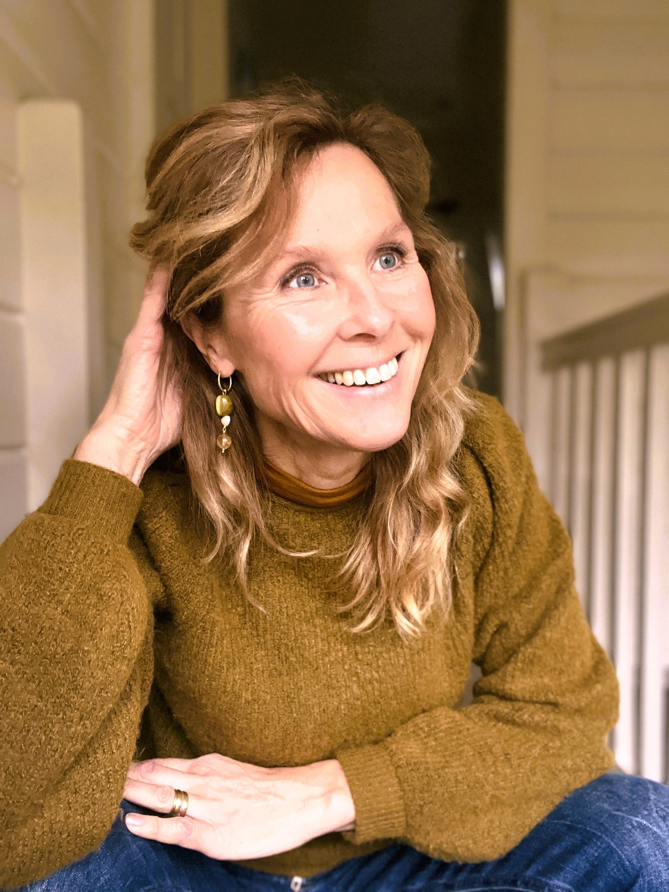 Oorbellen Green Olives, groene opaal, toermalijn, parel