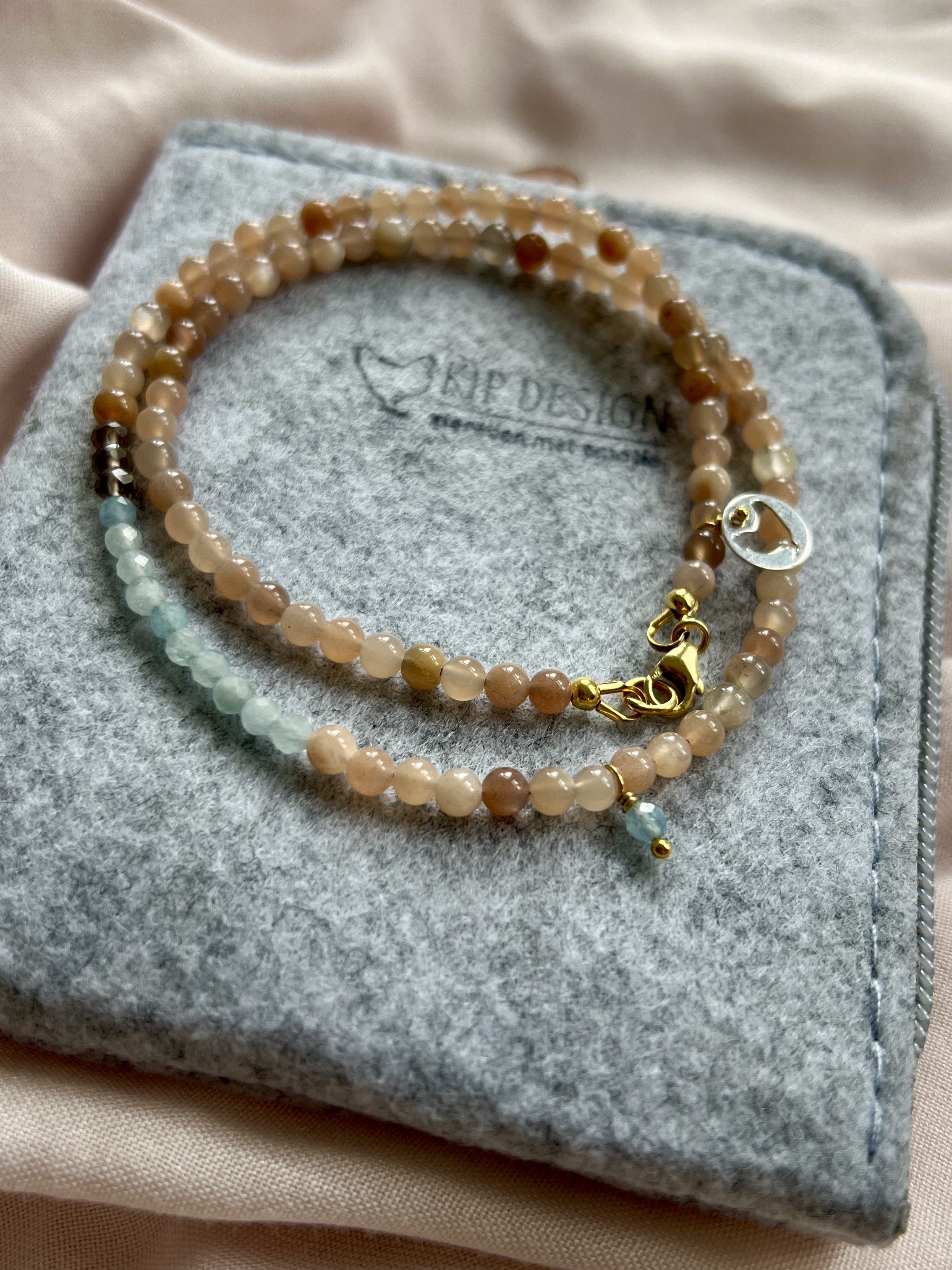 Ketting Nude Bliss, aventurijn en aquamarijn