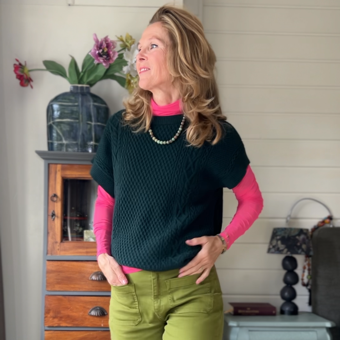 Set Green Touch, ketting&oorbellen groene chrysocolla
